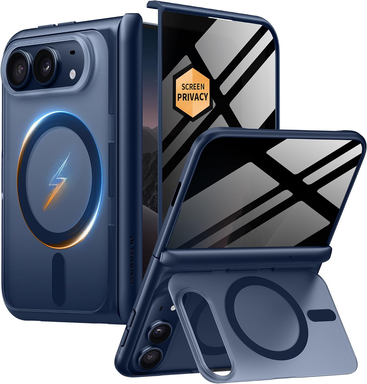 Detalle de MOBOSI iPhone Duo Case with MagSafe, Kickstand and Privacy Screen Protector