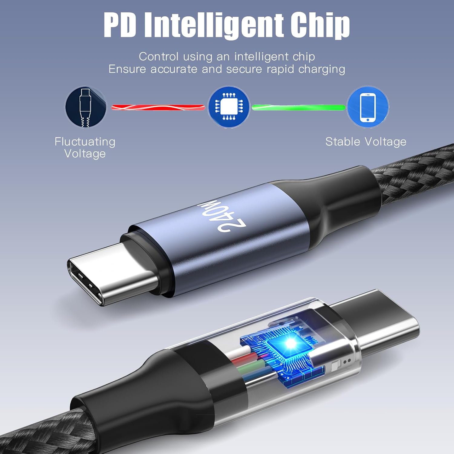 Thumbnail 5 de 240W Retractable Coiled USB-C to USB-C Cable (Spring Design) for Fast Car Charging & Data Sync