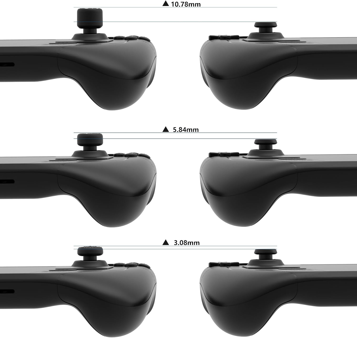 Detalle de playvital PlayVital Black Ergonomic Stick Caps Thumb Grips for Steam Deck LCD & OLED (and PS Portal Remote Player) – set of 10
