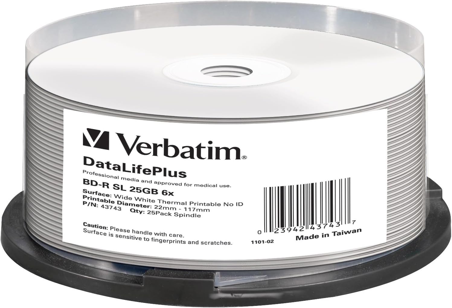 Detalle 1 de Verbatim 43738 płyty BD-R 25 GB, 6x, do nadruku, 25-pak na wrzecionie