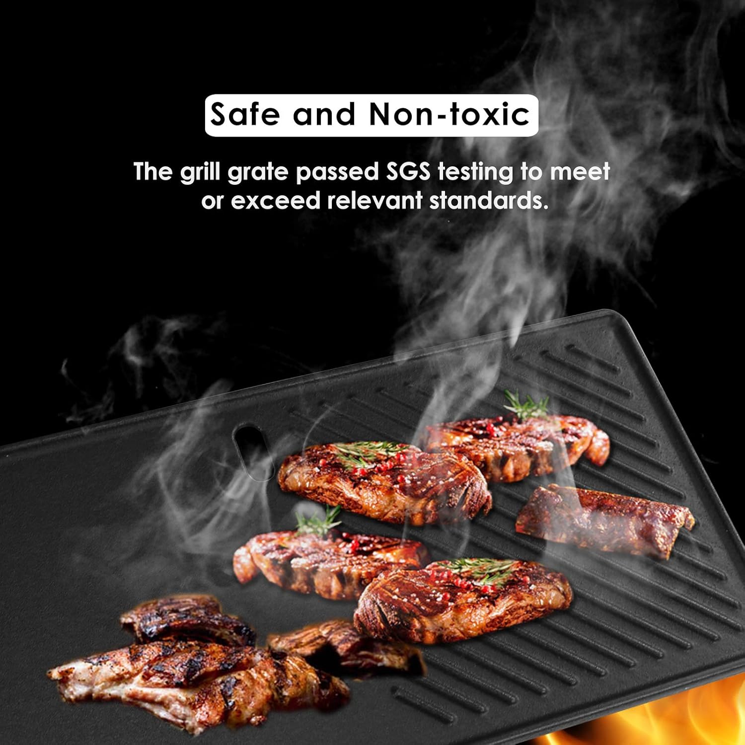 Thumbnail 2 de GFTIME Gusseisen-Grillplatte 43 x 20,5 cm als Rost-Ersatz für ausgewählte Gasgrills