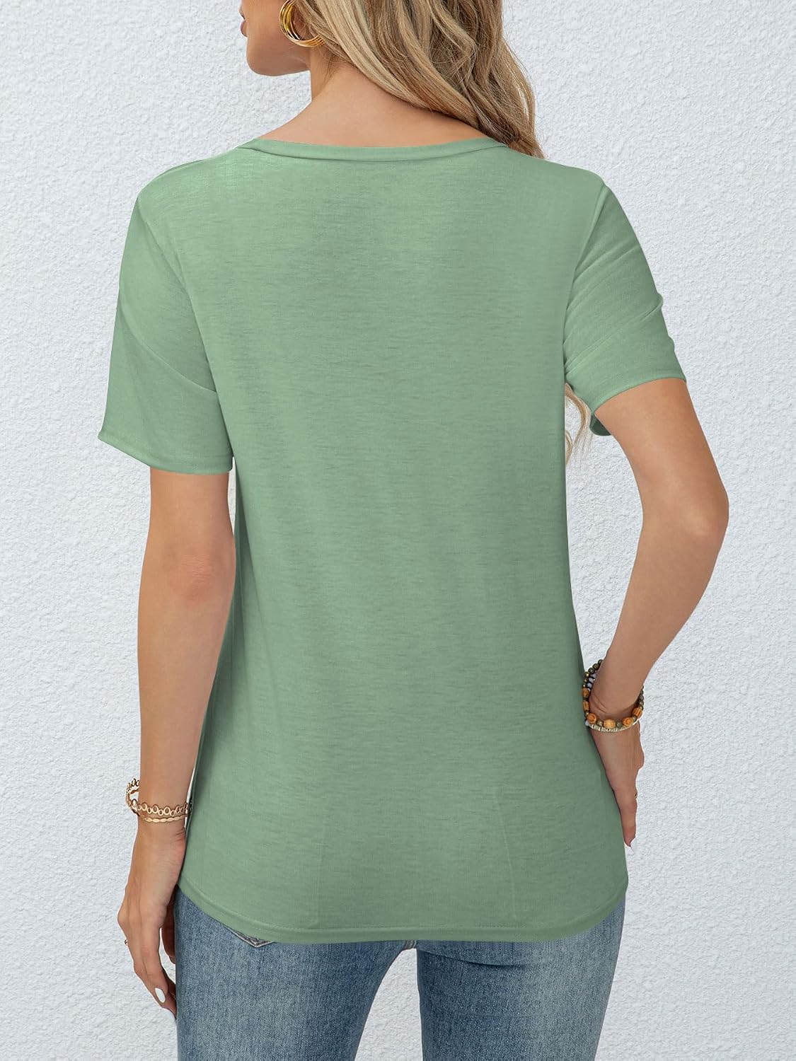 Detalle 2 de Haslike Women's Loose-Fit Summer T-Shirt, Plain Crew Neck, Short Sleeves