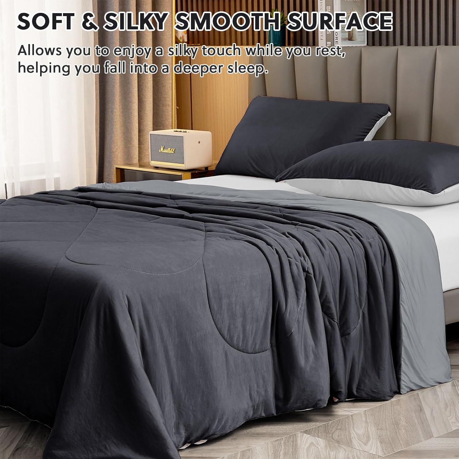 Thumbnail 1 de HOMFINE Couverture rafraîchissante d’été adulte 200 x 220 cm (Q-Max > 0,4) – noir