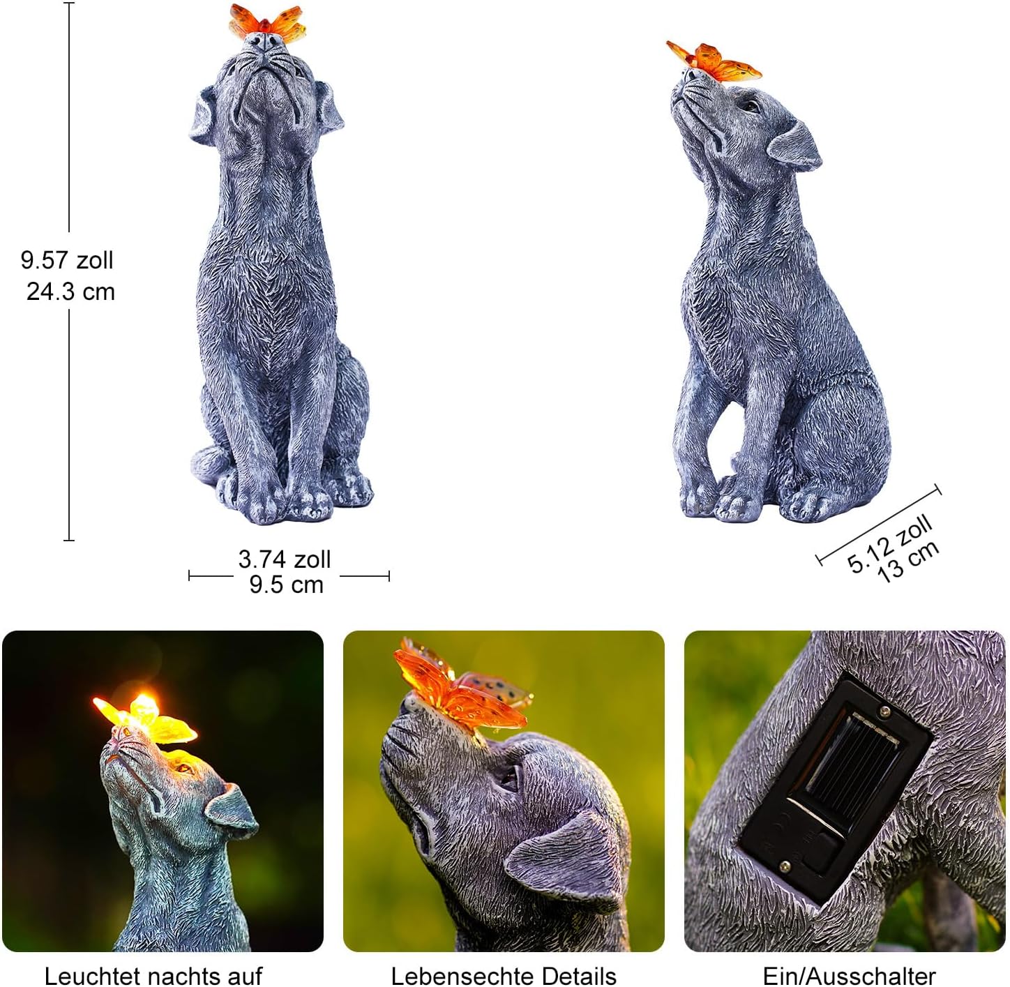 Thumbnail 2 de Yeomoo Hund Figuren Solar Deko mit Schmetterling