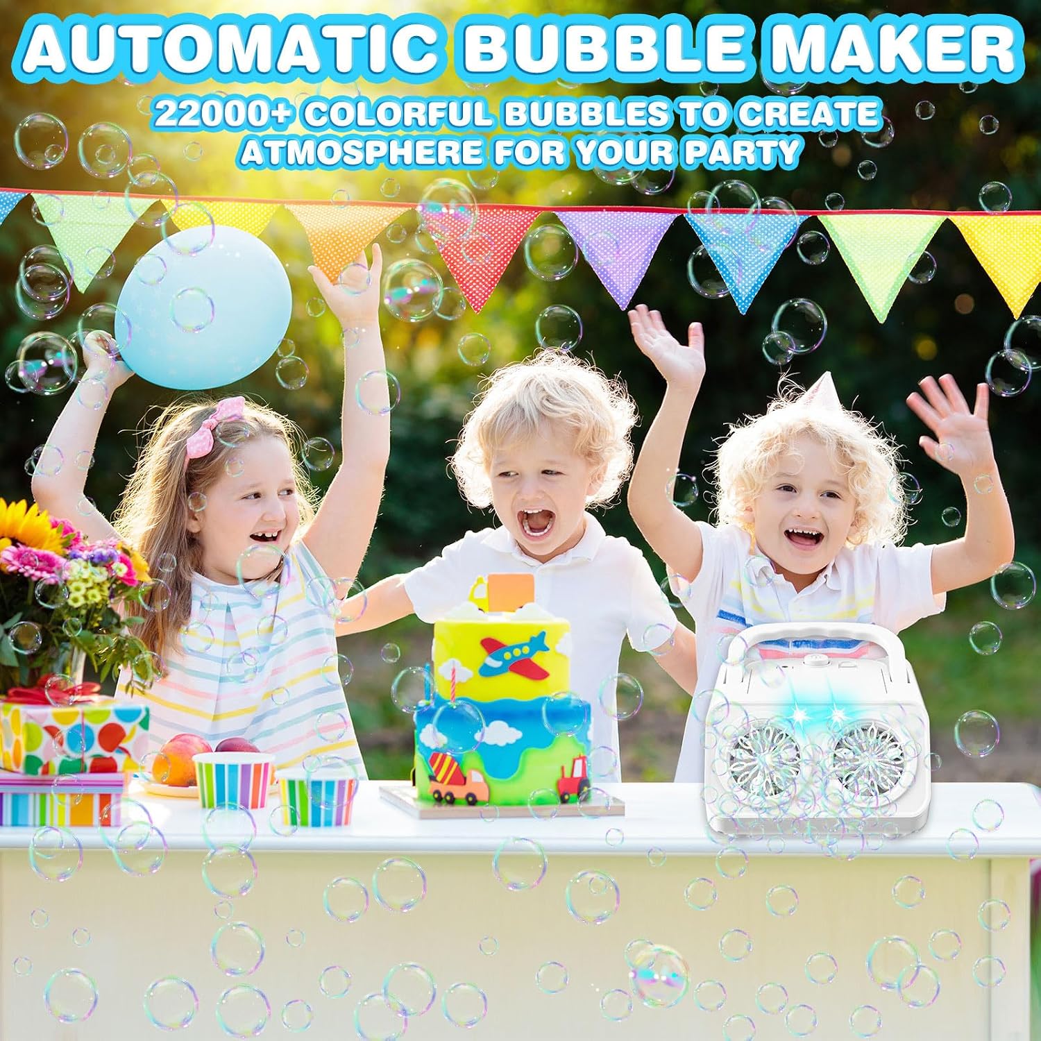 Detalle 2 de Pigipigi Kids Seifenblasenmaschine (automatisch) – bis zu 22.000 Blasen/Minute, für drinnen & draußen