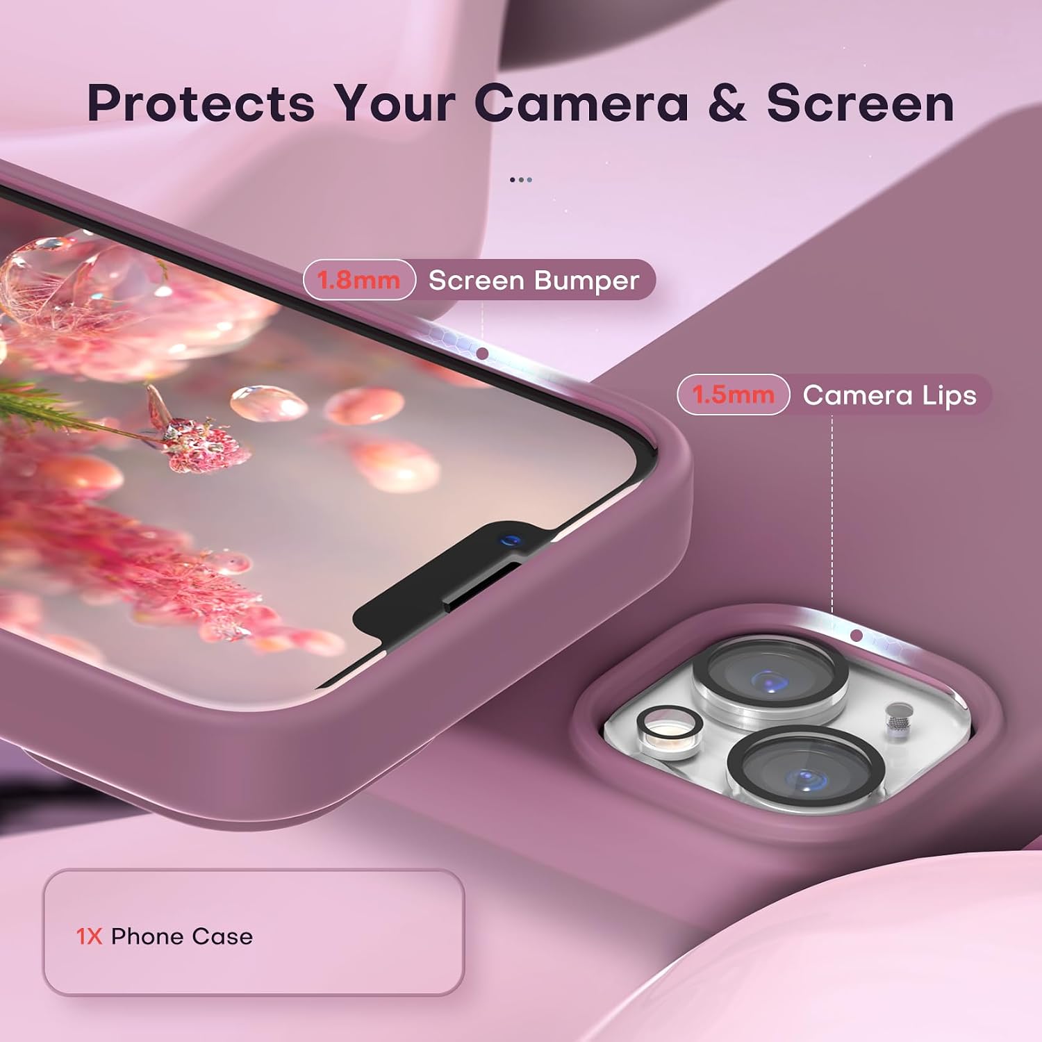 Thumbnail 2 de TOCOL Liquid Silicone Case for iPhone 14 (6.1-inch) – Lilac Purple, slim silky-soft anti-scratch cover