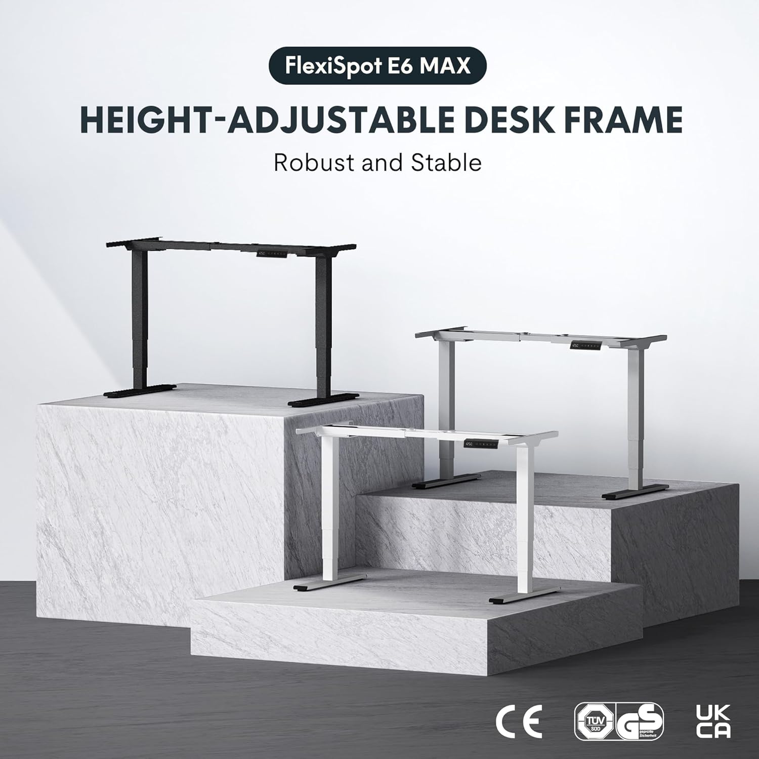 Thumbnail 1 de FLEXISPOT E6 MAX 140x80 Electric Standing Desk with Dual Motors, Memory Panel (White)