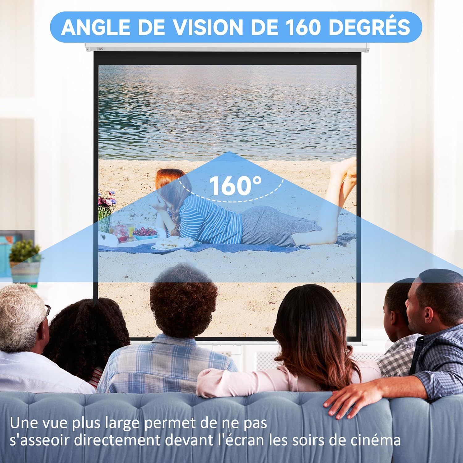 Thumbnail 3 de HOMCOM Écran de projection 99 pouces – Léger, adaptable et conçu pour le home cinéma