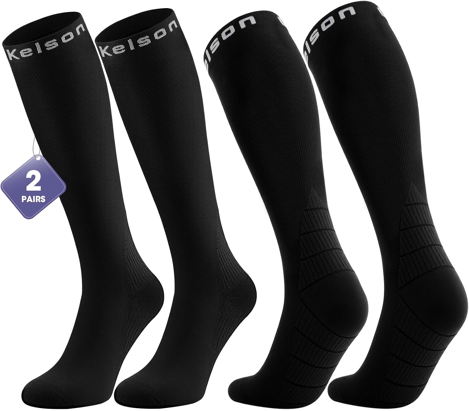 Detalle de Kelson Calves Compression Socks (2 Pairs) 20–30 mmHg for Men & Women