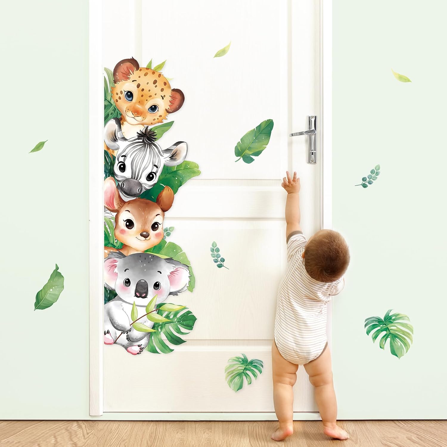 Detalle de Tanlaby Safari – Autocollants muraux animaux de la jungle (2 pcs, 29 x 90 cm)