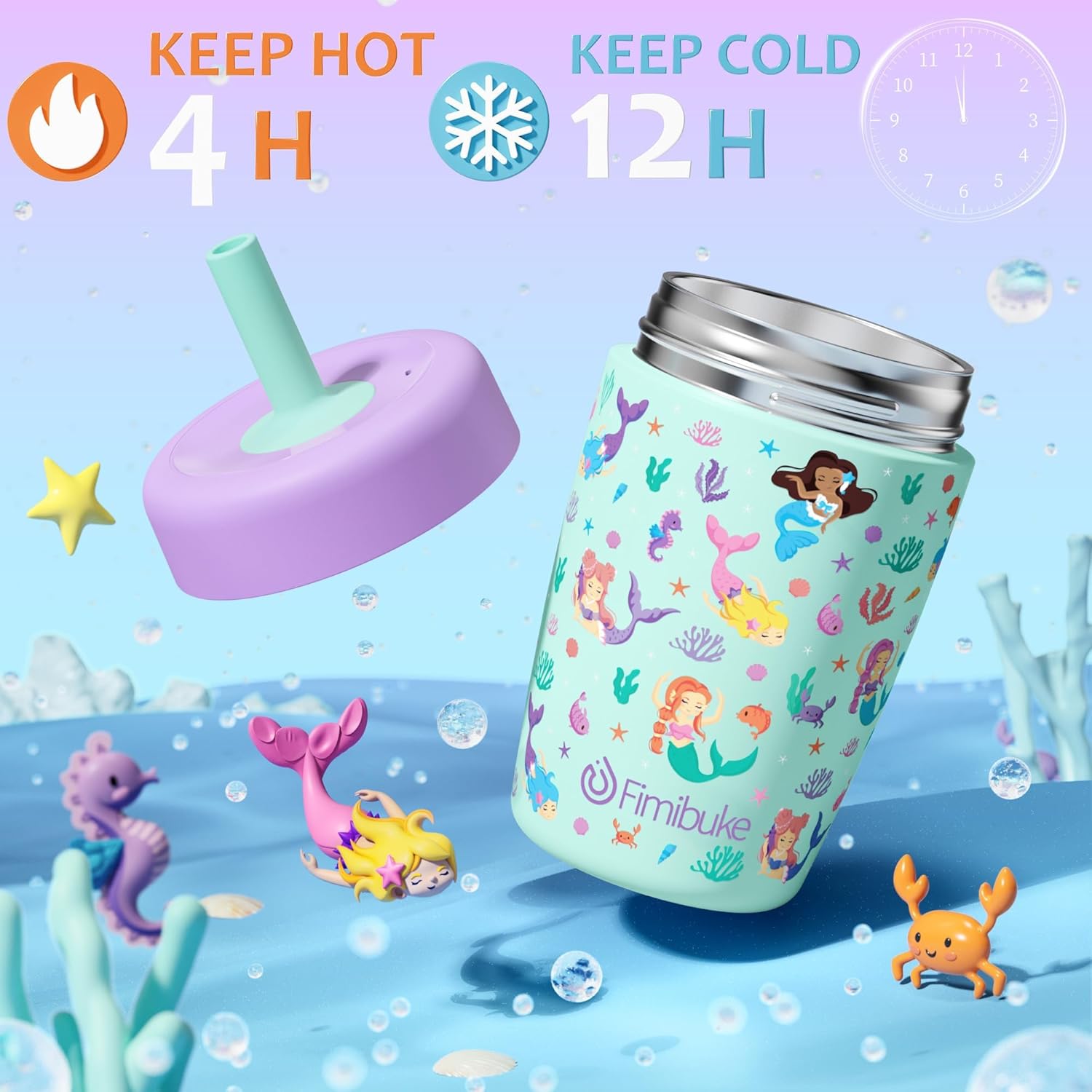Detalle de Fimibuke Kids & Toddler Cups Spill Proof 12 OZ Insulated Sippy Cups (2-Pack)