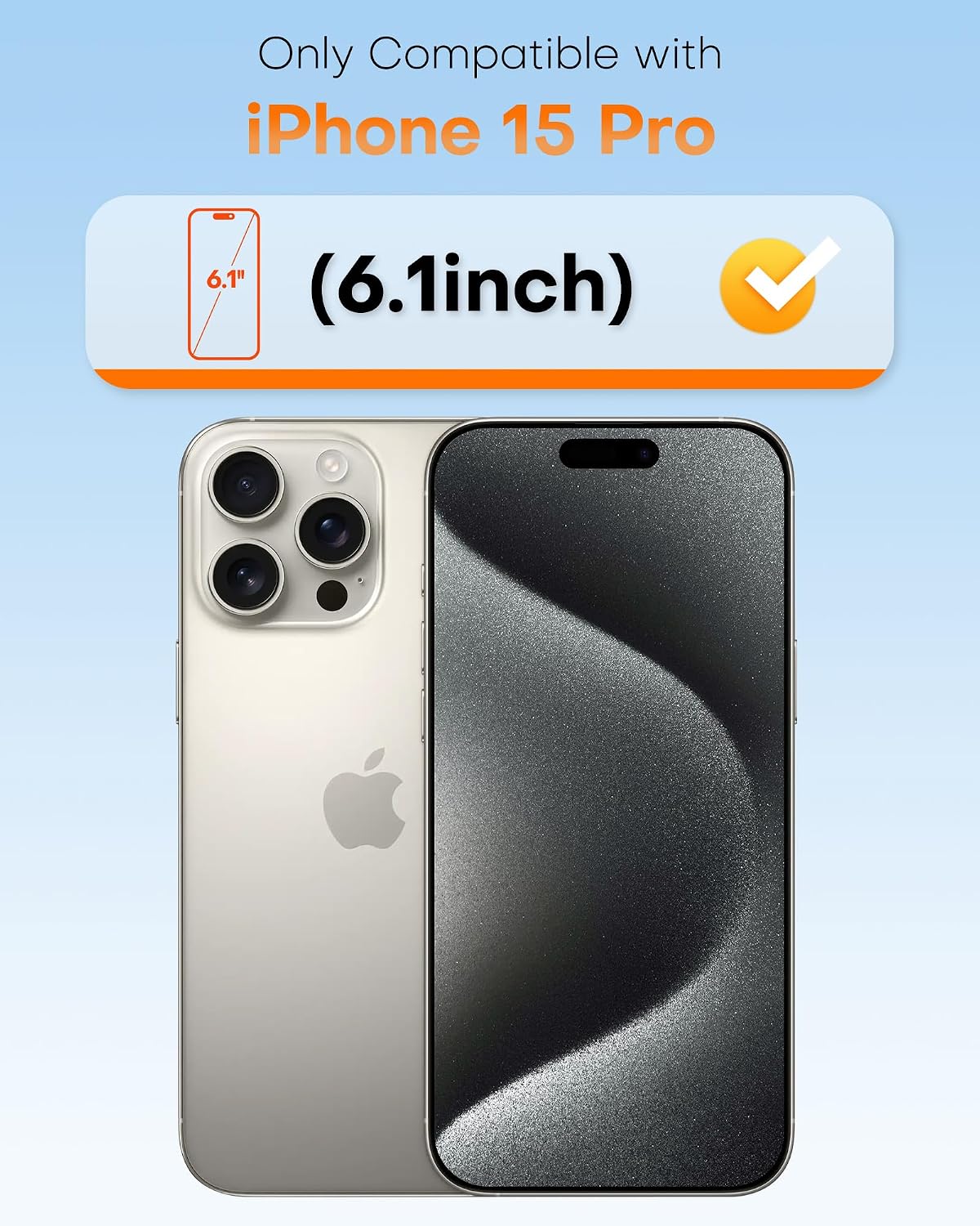 Detalle de TOCOL 2+1 Pack for iPhone 15 Pro Screen Protector (6.1-Inch) with Camera Lens Protector – HD Clear Tempered Glass, Case Friendly