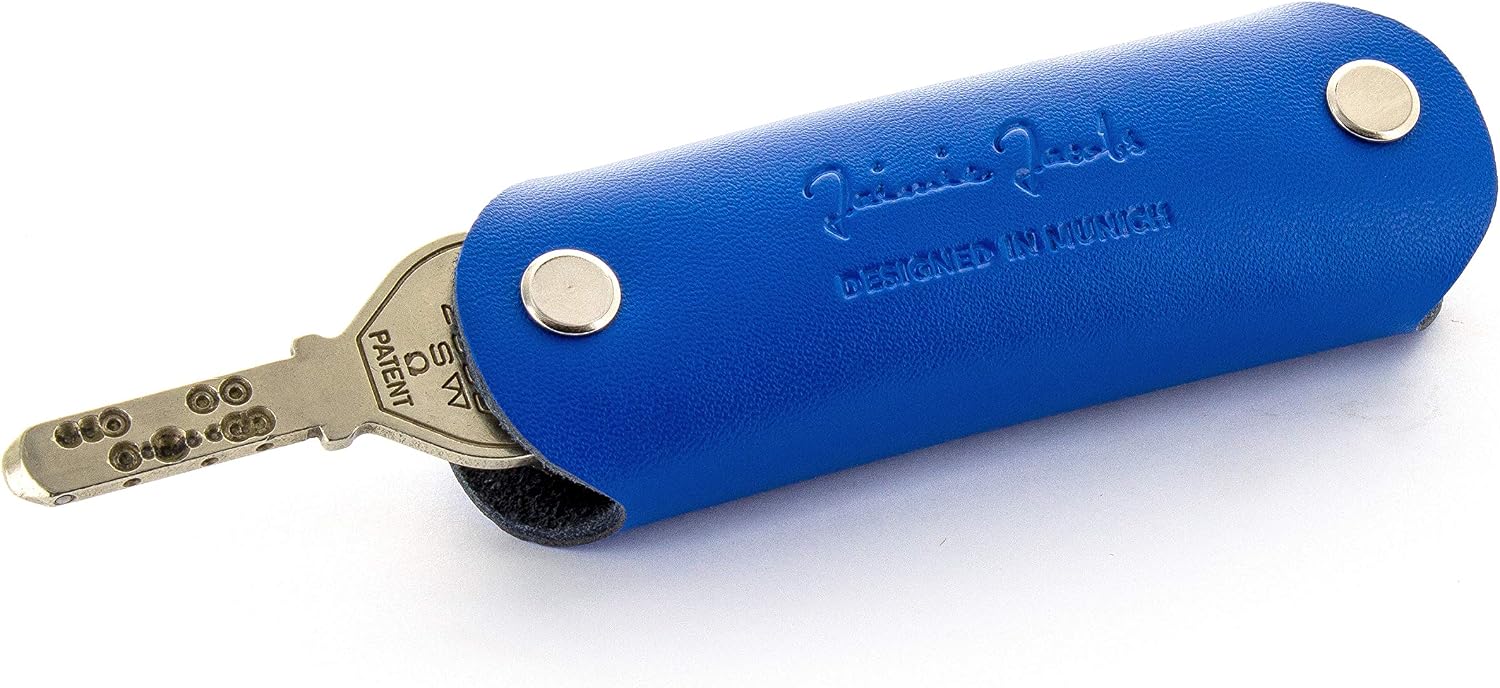 Detalle 2 de Jaimie Jacobs Key Boy Key Organizer aus echtem Leder (blau) – Schlüsselmäppchen für bis zu 12 Schlüssel