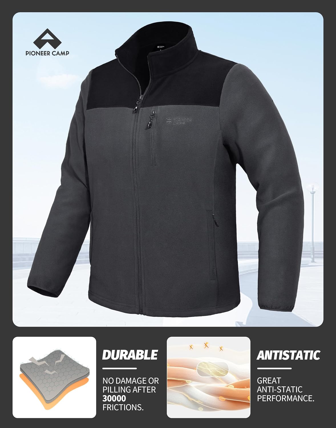 Thumbnail 2 de Pioneer Camp Fleecejacke Herren Voll-Reißverschluss Outdoors