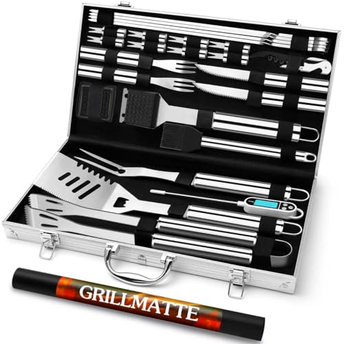 Detalle de Grilliance Kit de Accesorios para Barbacoa de Acero Inoxidable (26 piezas) con Estuche