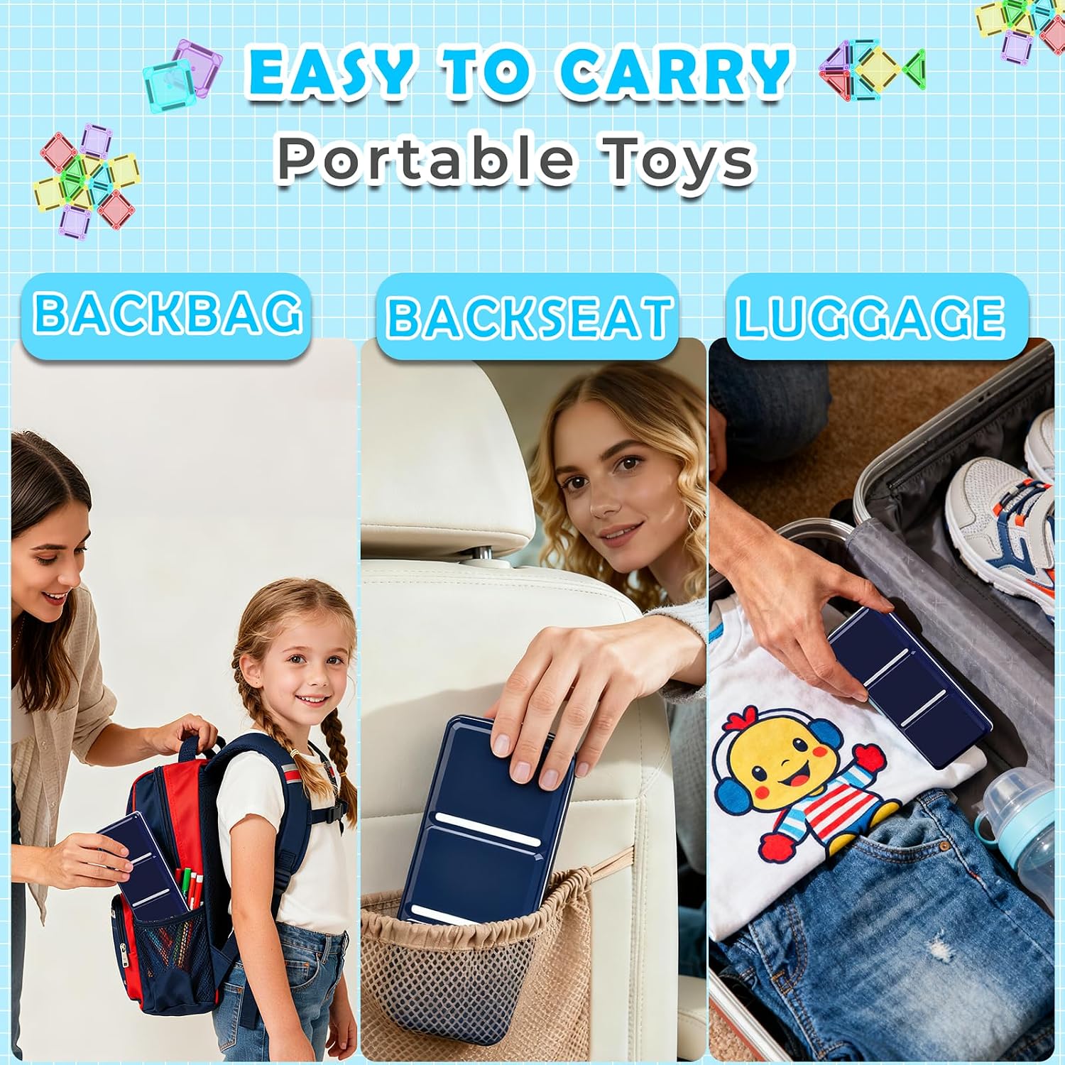 Detalle 2 de Odjas Mini Magnetic Tiles Travel Set 30pc