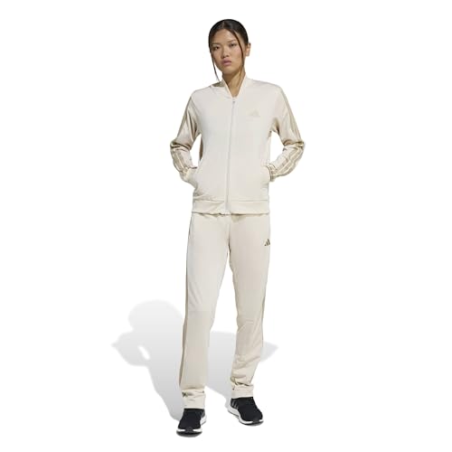 Detalle de Adidas Donna Essentials 3-Stripes Track Suit (Crystal Linen/beige, L) – Comfort e stile sportivo