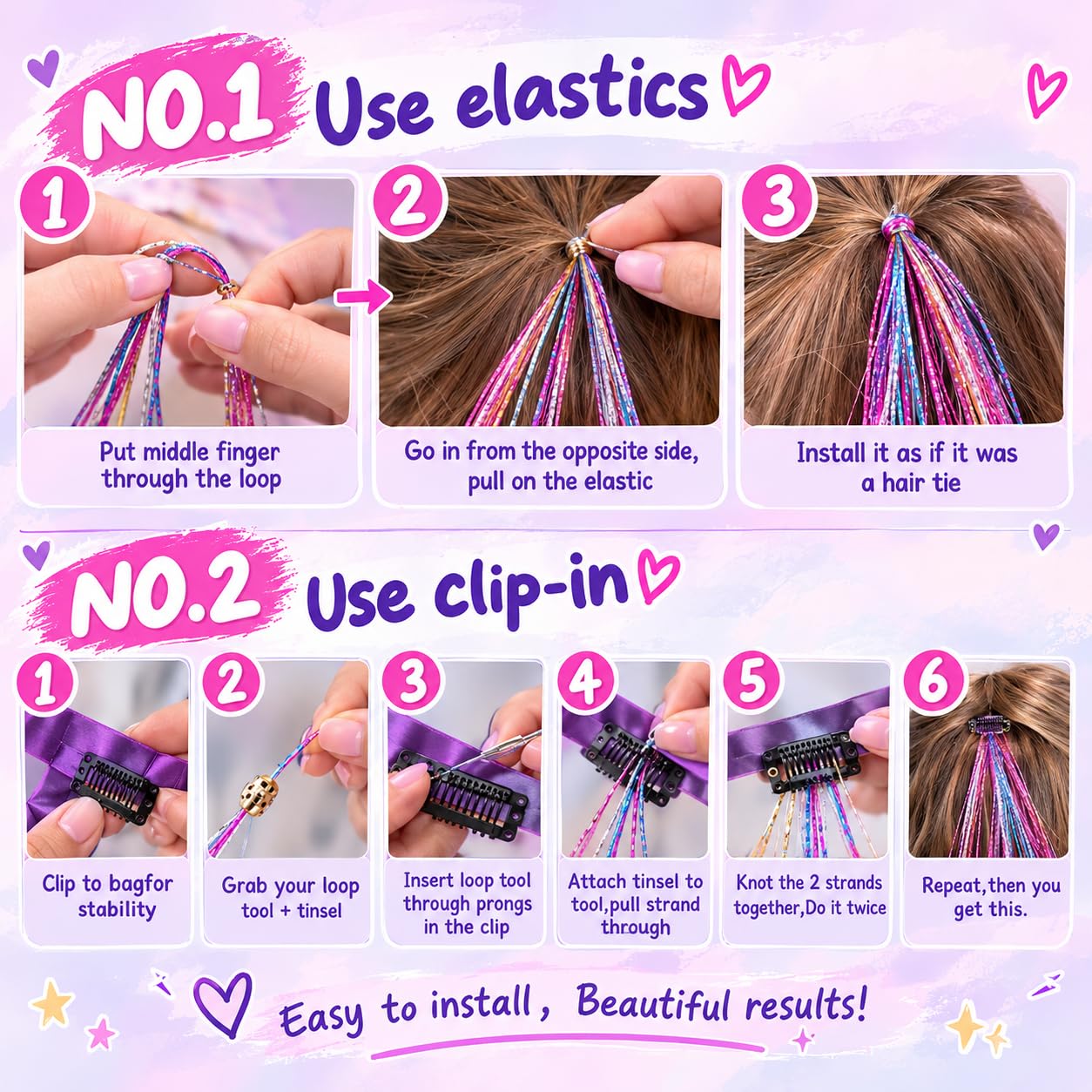 Detalle de Siphis Hair Tinsel Kit, 48-Inch