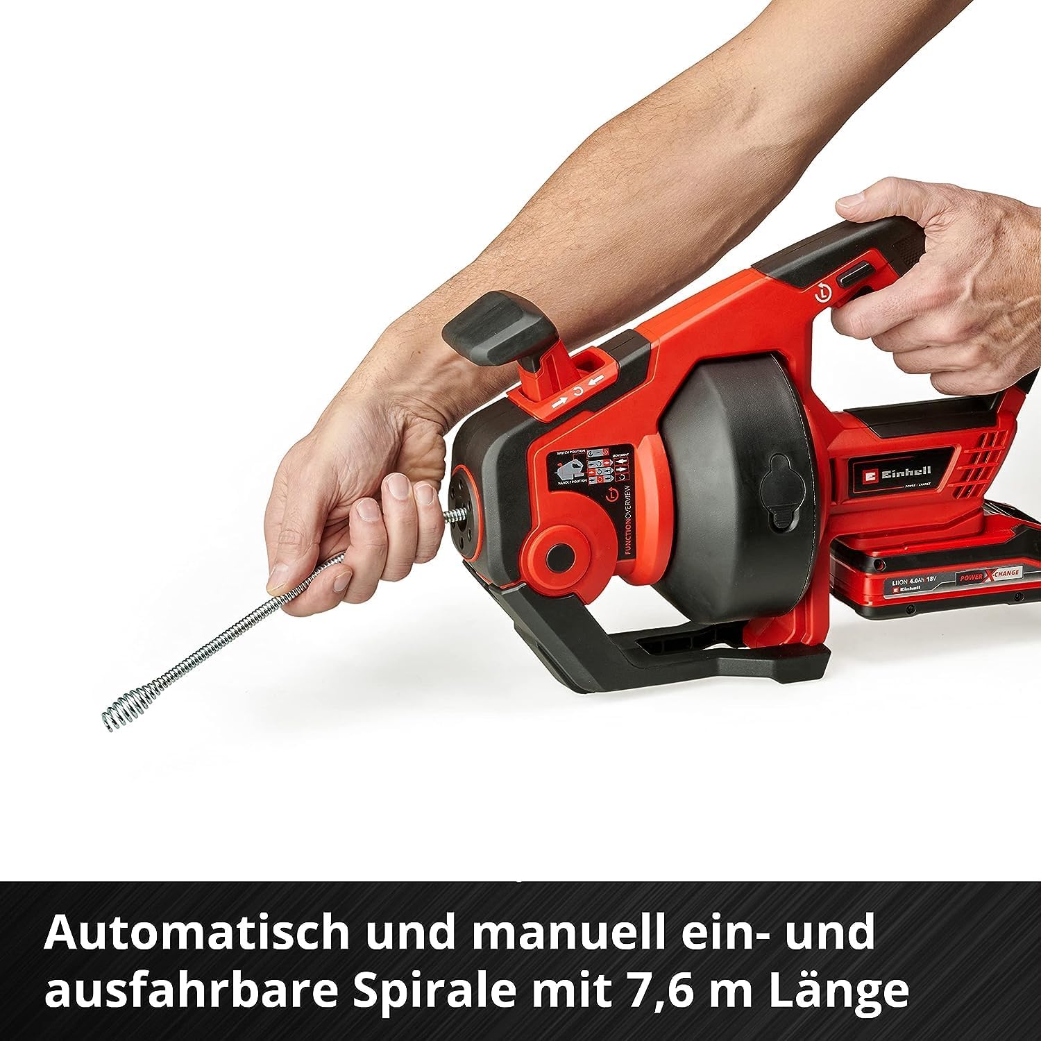 Thumbnail 5 de Einhell Akku-Rohrreiniger TE-DA 18/760 Li-Solo (Power X-Change) – 7,6 m Reinigungsspirale für Rohre 16–55 mm