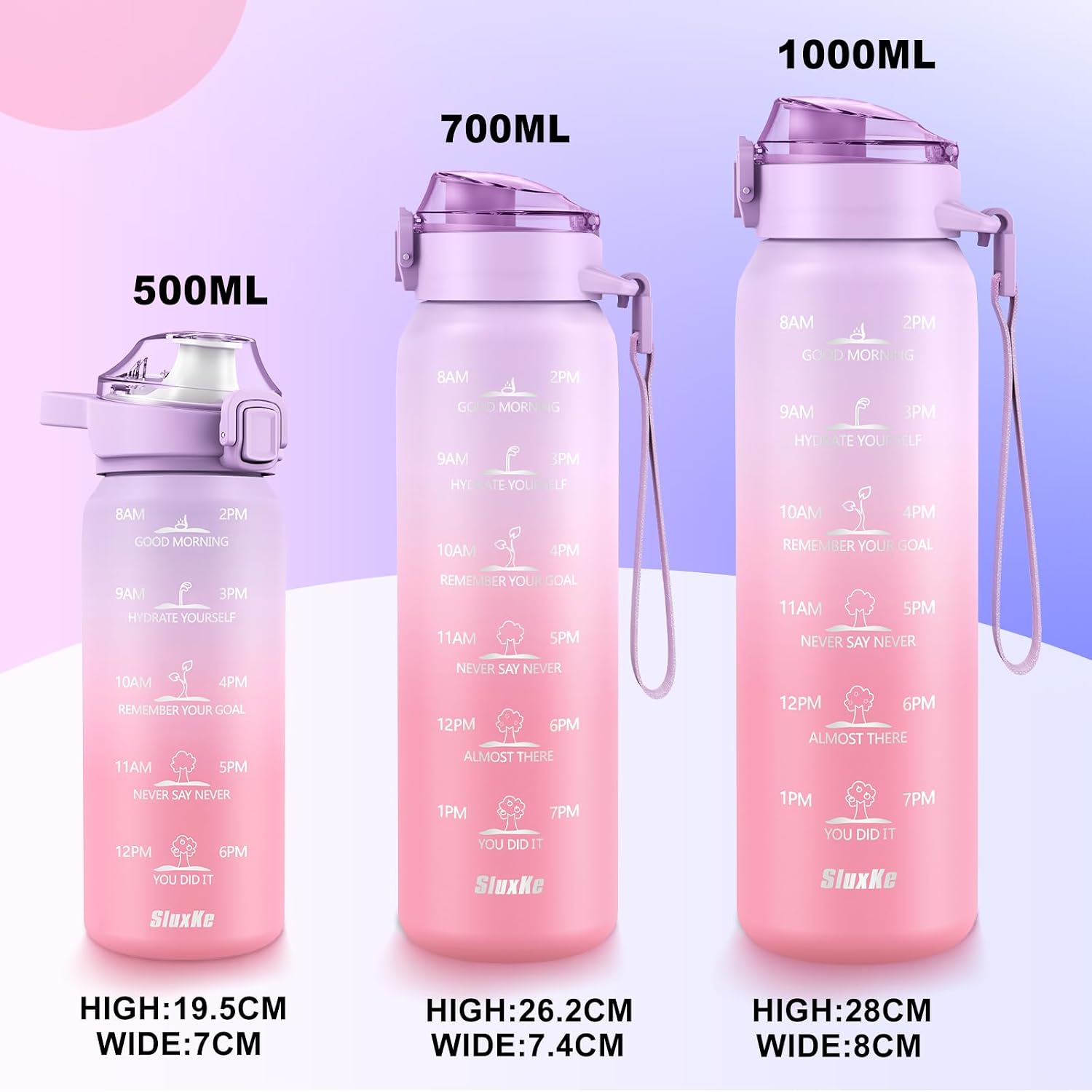 Thumbnail 5 de SLUXKE 700 ml Trinkflasche mit 2 Deckeln
