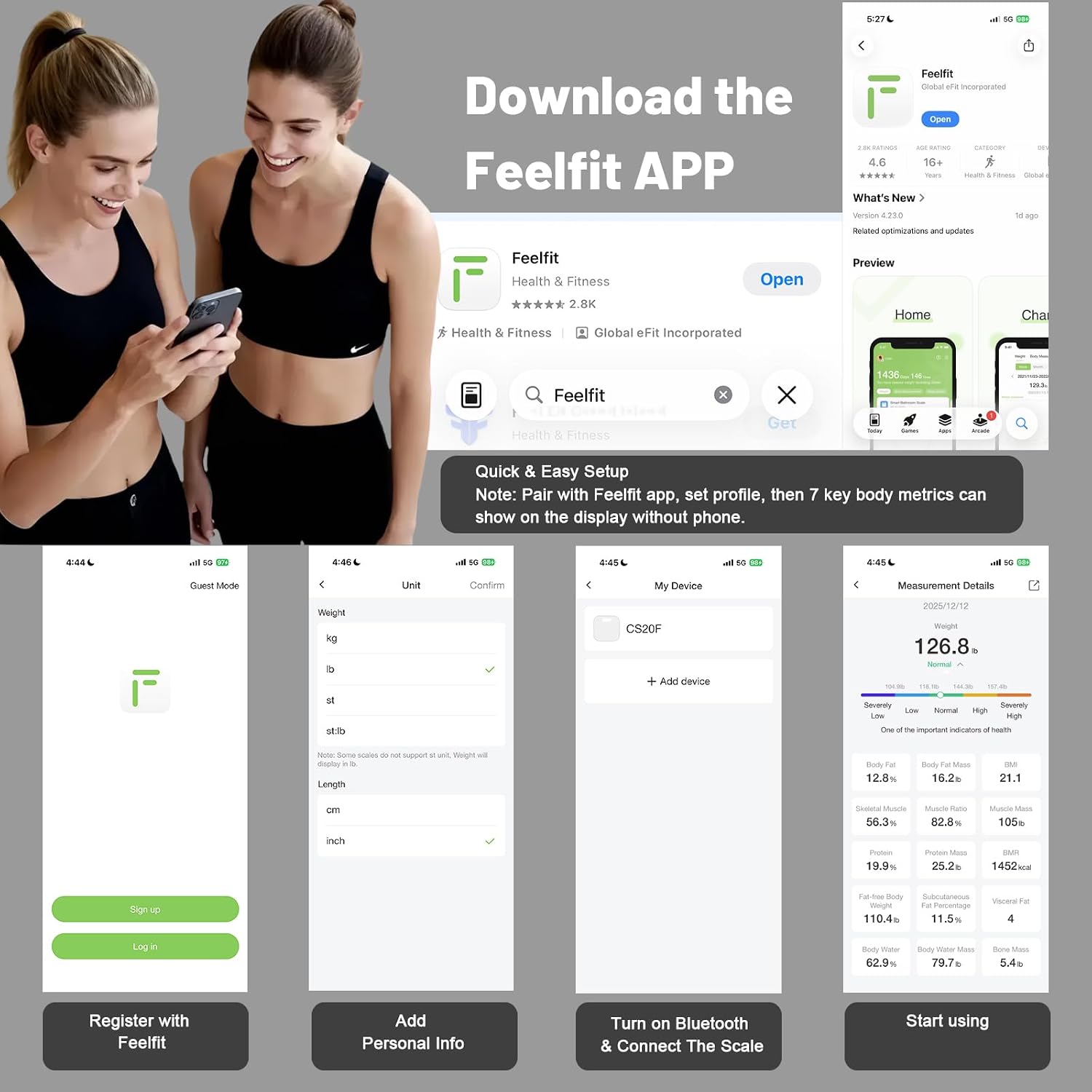 Thumbnail 6 de LOBRULLT Smart Body Weight Scale, 5.8-Inch Display, Bluetooth, 23 Metrics