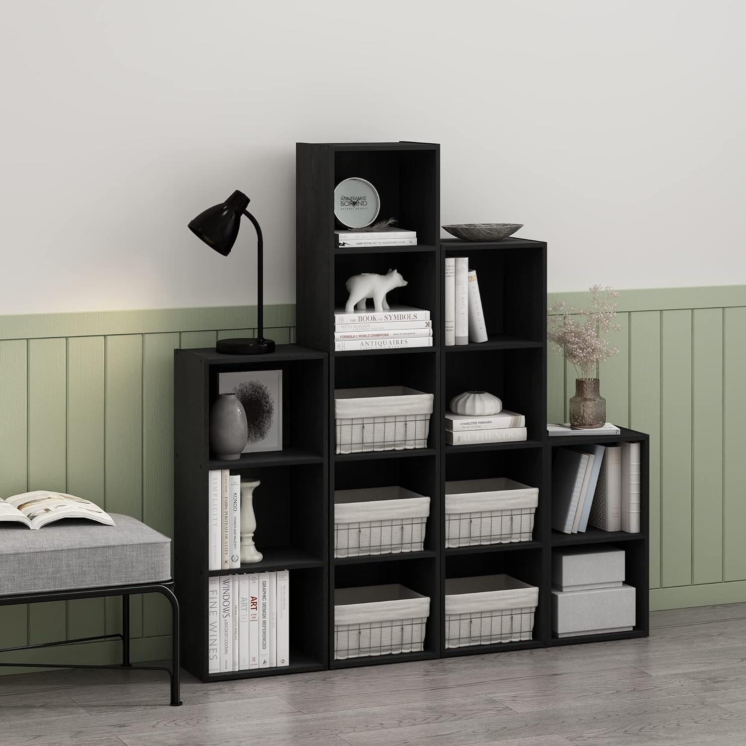 Detalle de Furinno Pasir Libreria a 5 ripiani aperti, Legno Nero