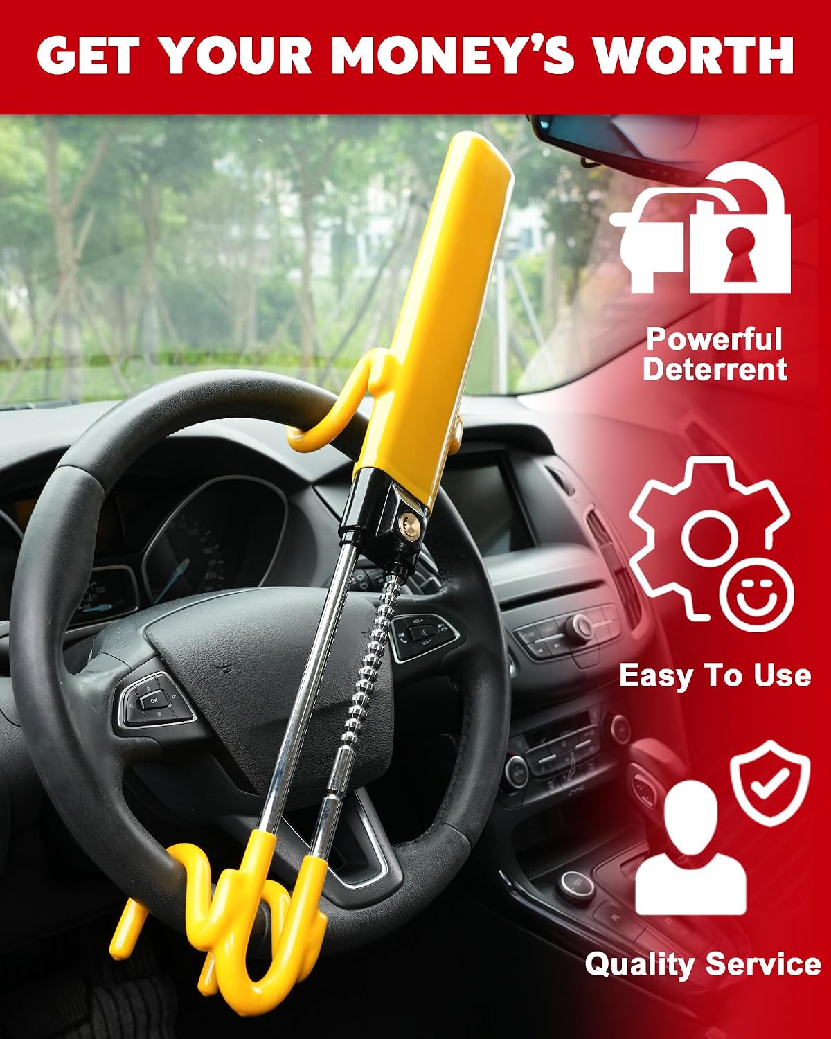 Thumbnail 5 de Tevlaphee Steering Wheel Lock, Yellow
