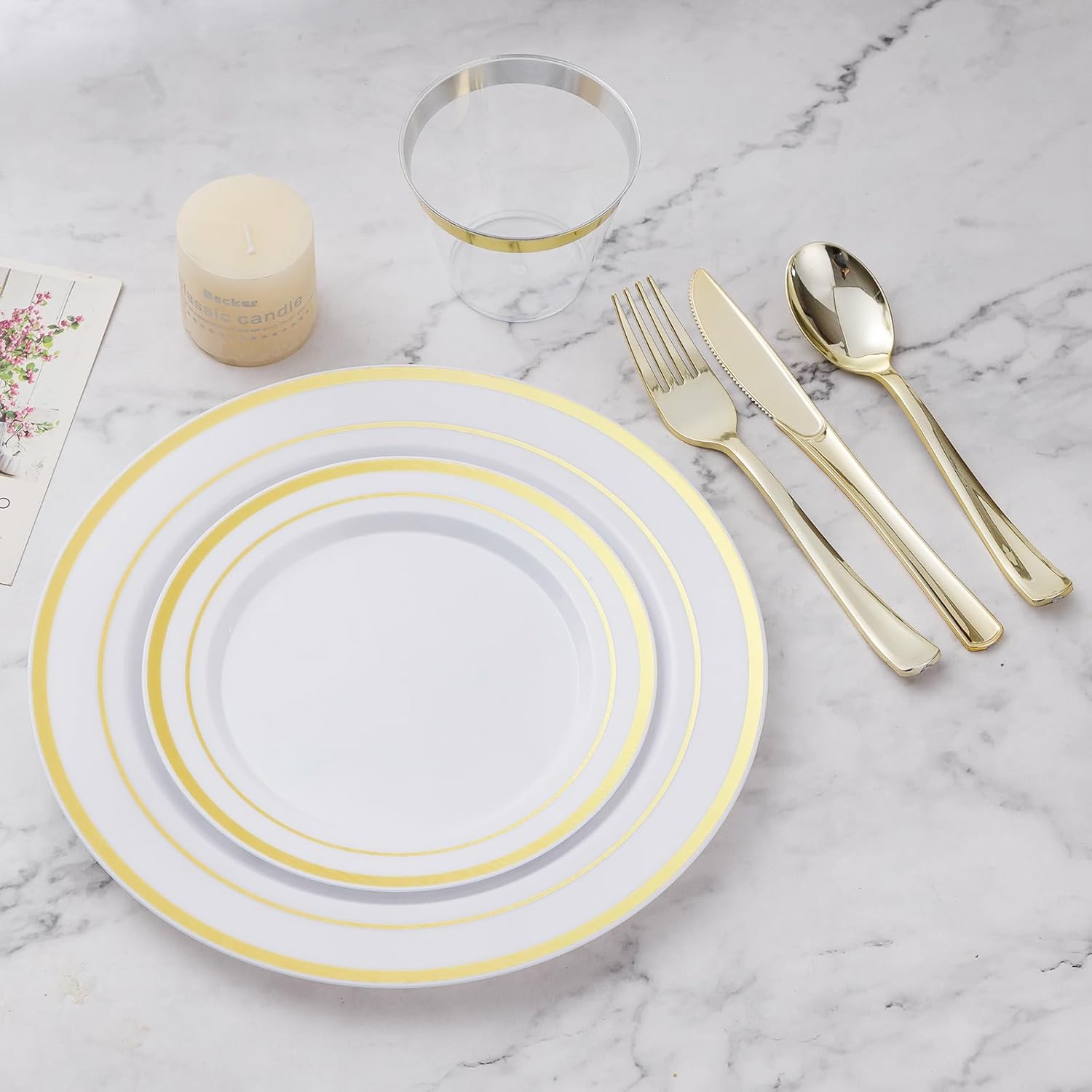Thumbnail 4 de BESTVIP 600-piece Gold Dinnerware Set 🍽️