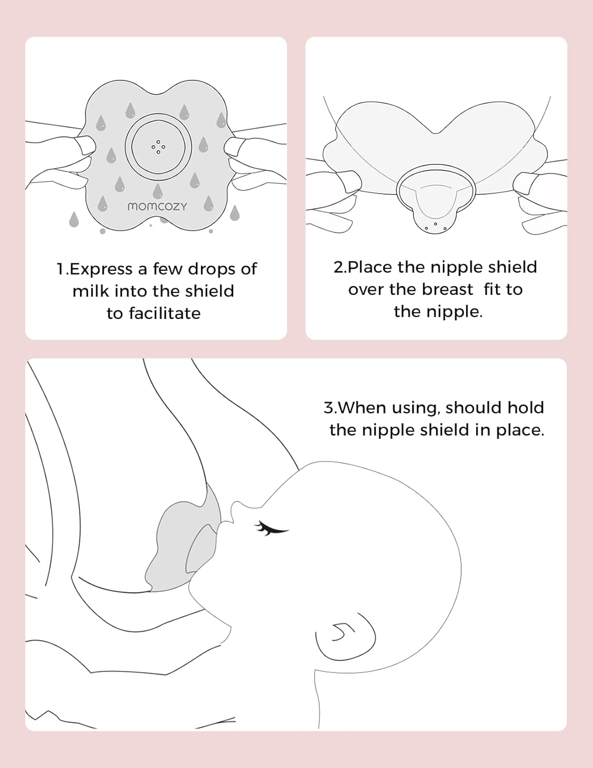 Detalle de Momcozy Floral Contact Nipple Shield 17mm (1 Pair) – 100% Silicone, BPA/BPS Free
