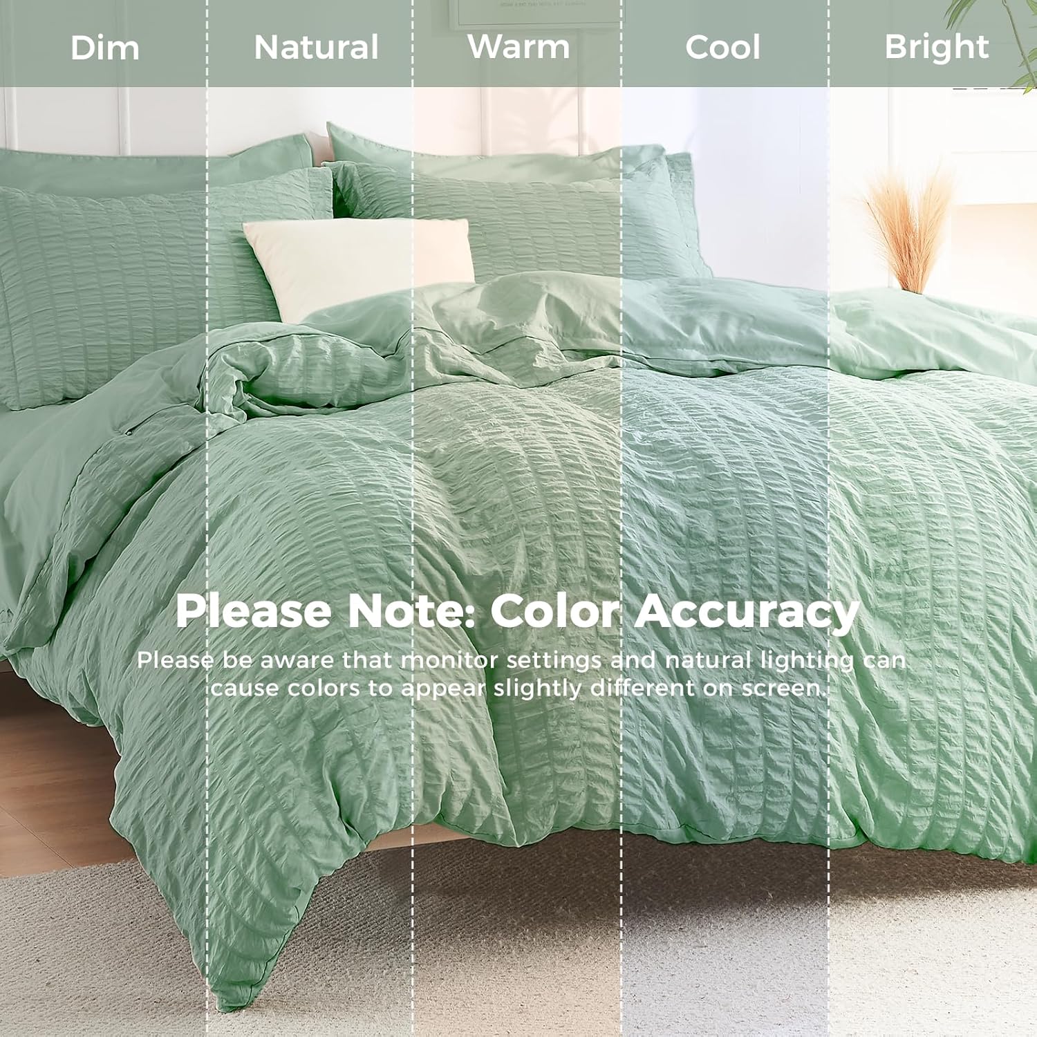 Thumbnail 5 de HYMOKEGE Queen Comforter Set 7-Piece Sage Green