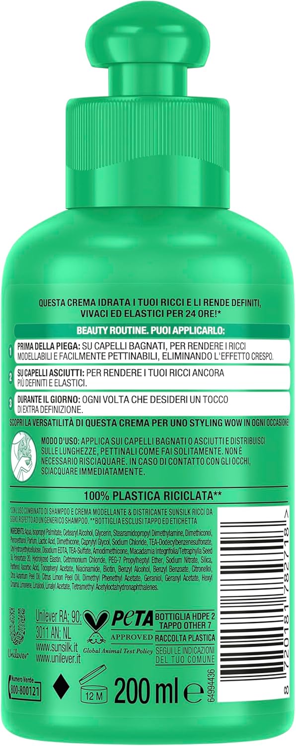 Detalle de Sunsilk Crema Modellante e Districante Ricci da Sogno – 6 pezzi da 200 ml, senza risciacquo