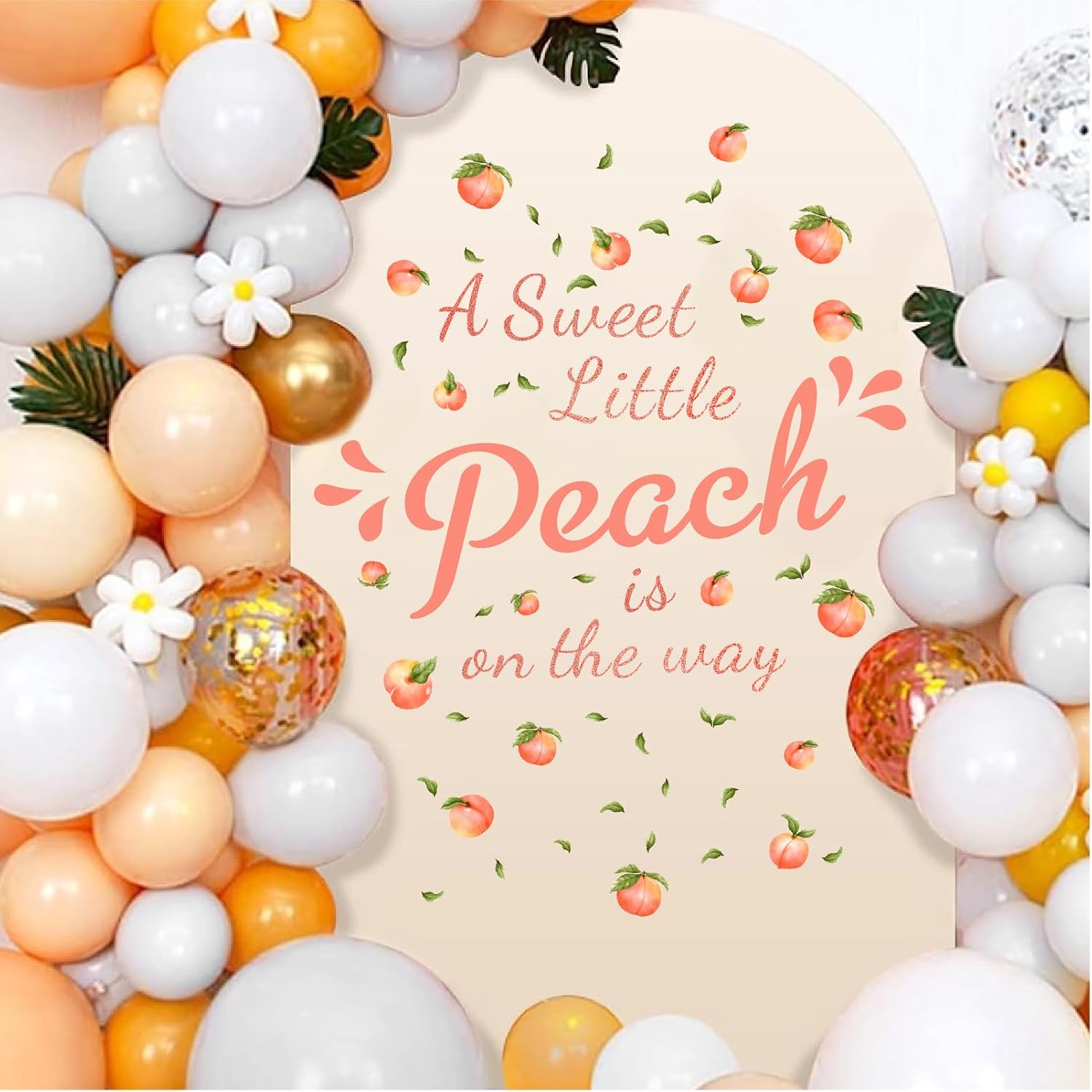 Detalle de THEYGE 158 Baby Shower Peach Decal, Waterproof PVC, 35.4 x 15.7 Inches