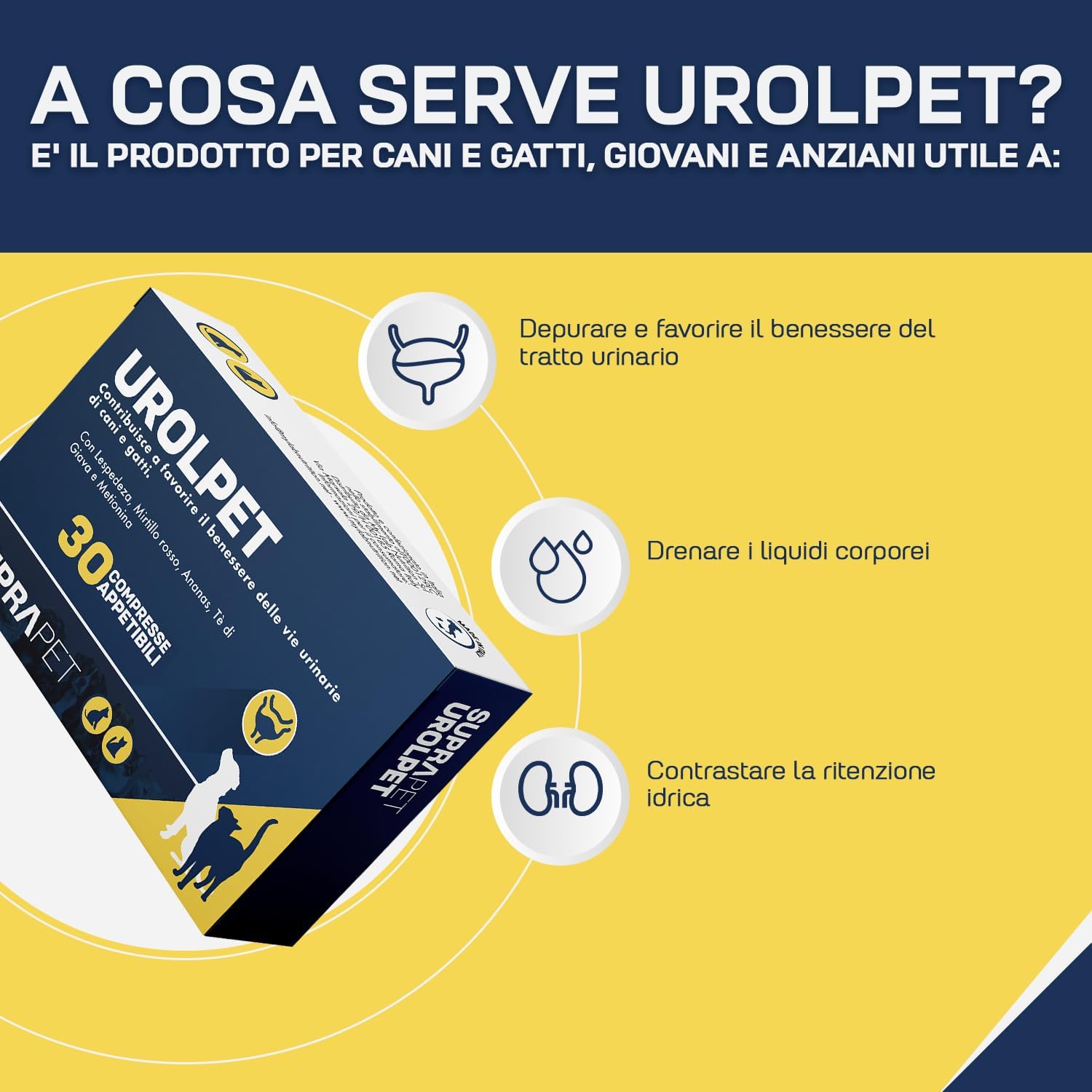Detalle 2 de Suprapet Urolpet 30 compresse per vie urinarie