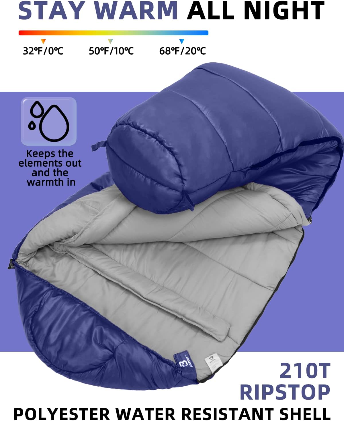 Thumbnail 1 de Bessport Sac de Couchage -9/-0°C en Cocoon Sac de Couchage Momie pour Adultes — 3–4 Saisons, Grand Froid