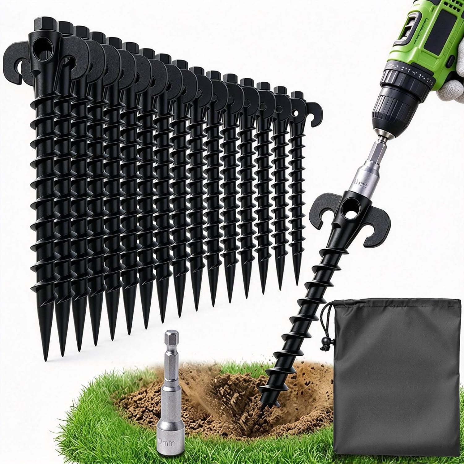 Detalle de BENTOHKLE Tp-16-screw schroefharingen, 16 stuks met boorkopadapter en tas