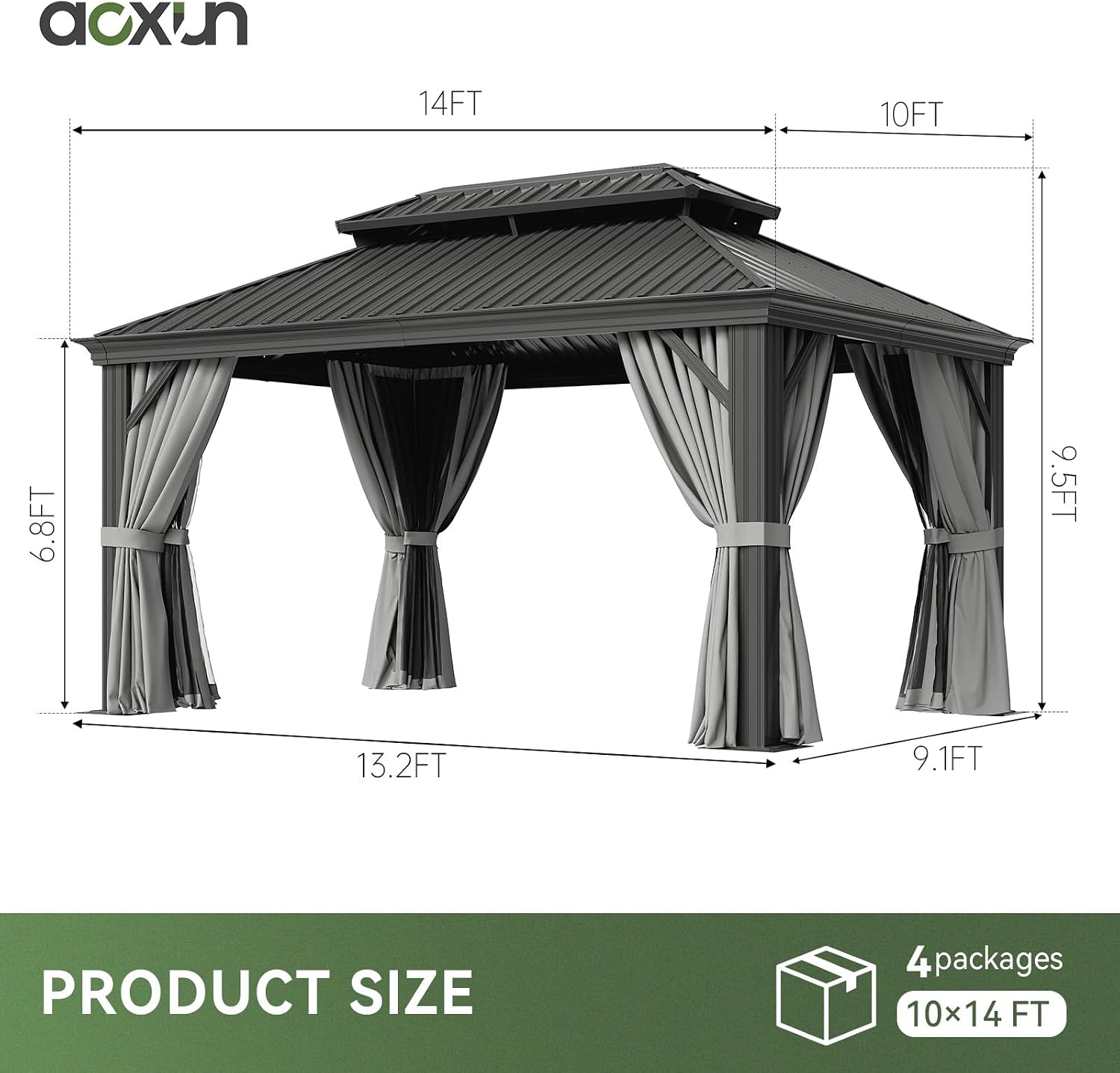 Detalle 2 de Aoxun Hardtop Gazebo 10x14 FT