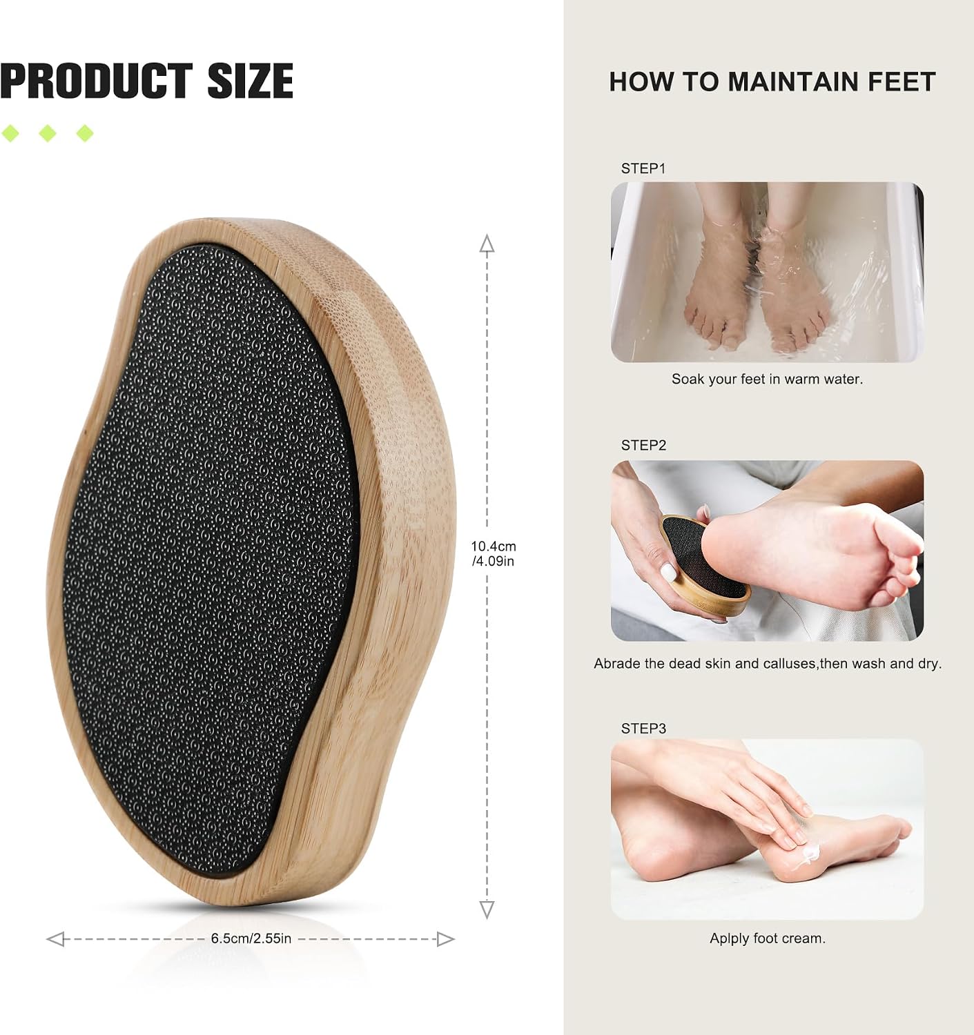 Thumbnail 6 de FERYES Glass Foot File Callus Remover with Bamboo Handle – Nano Crystal Foot Scrubber for Silky, Smooth Feet