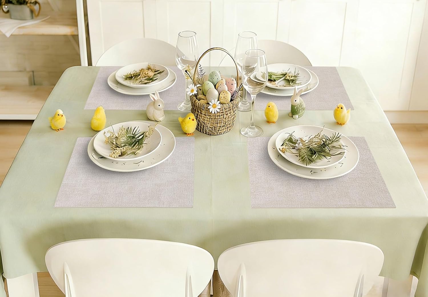 Thumbnail 6 de homing Faux Leather Heat Resistant Placemats (6-Pack) — Waterproof, Wipeable Dining Place Mats, Beige