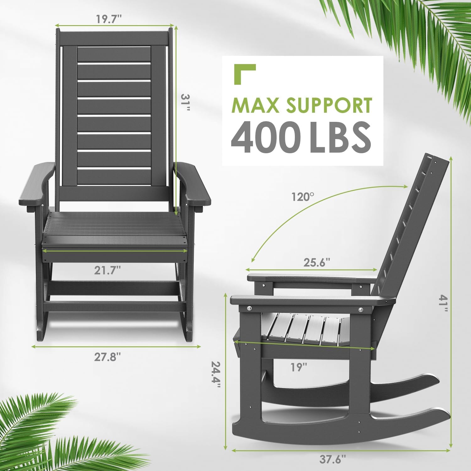 Detalle de GreenVines Outdoor Rocking Chair Set HDPE
