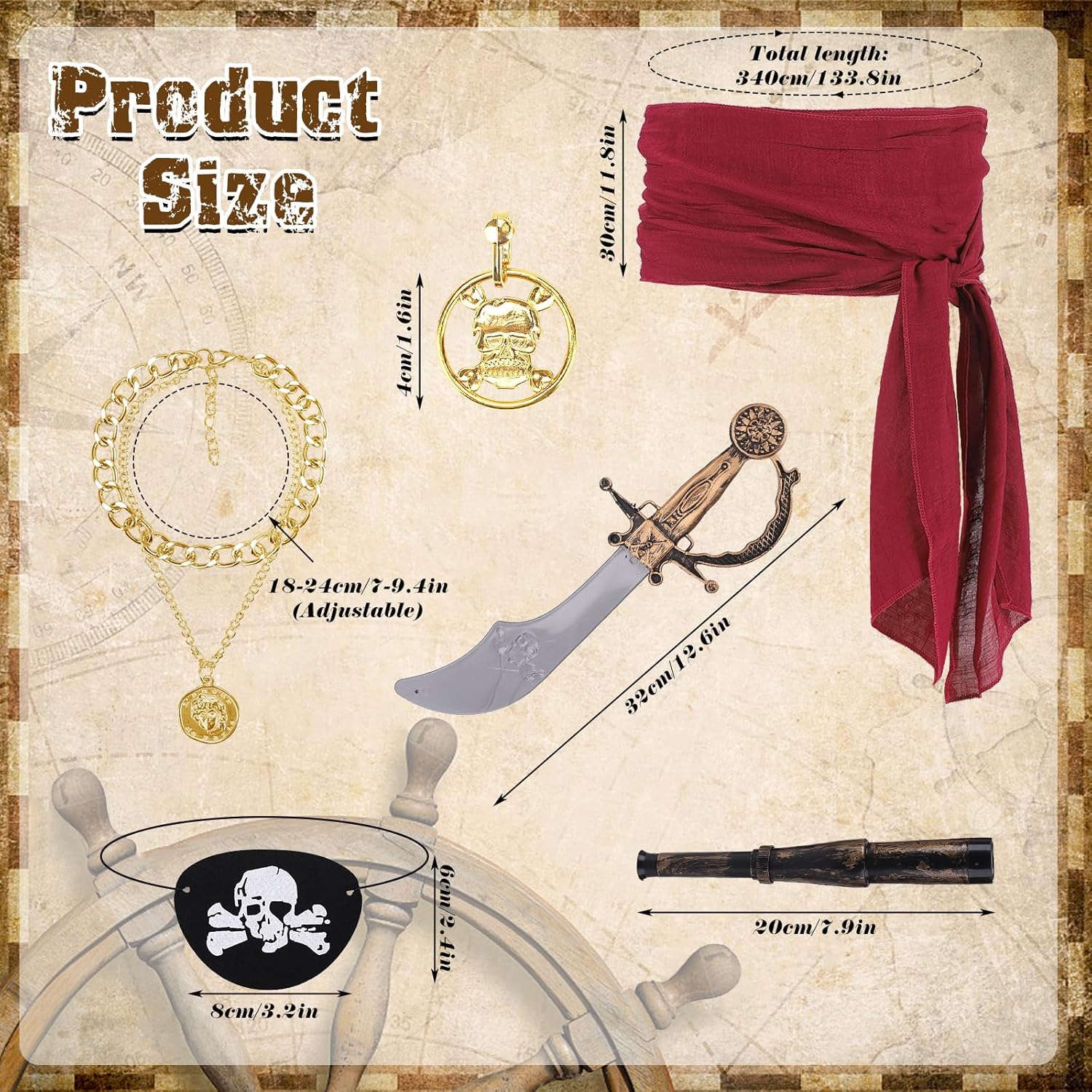 Thumbnail 2 de KMLGY 9 Pcs Pirate Costume Accessories for Women