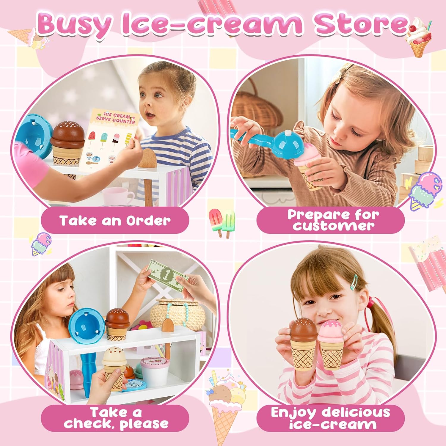 Thumbnail 2 de Dreamon Wooden Ice Cream Set 38 pcs 🍨