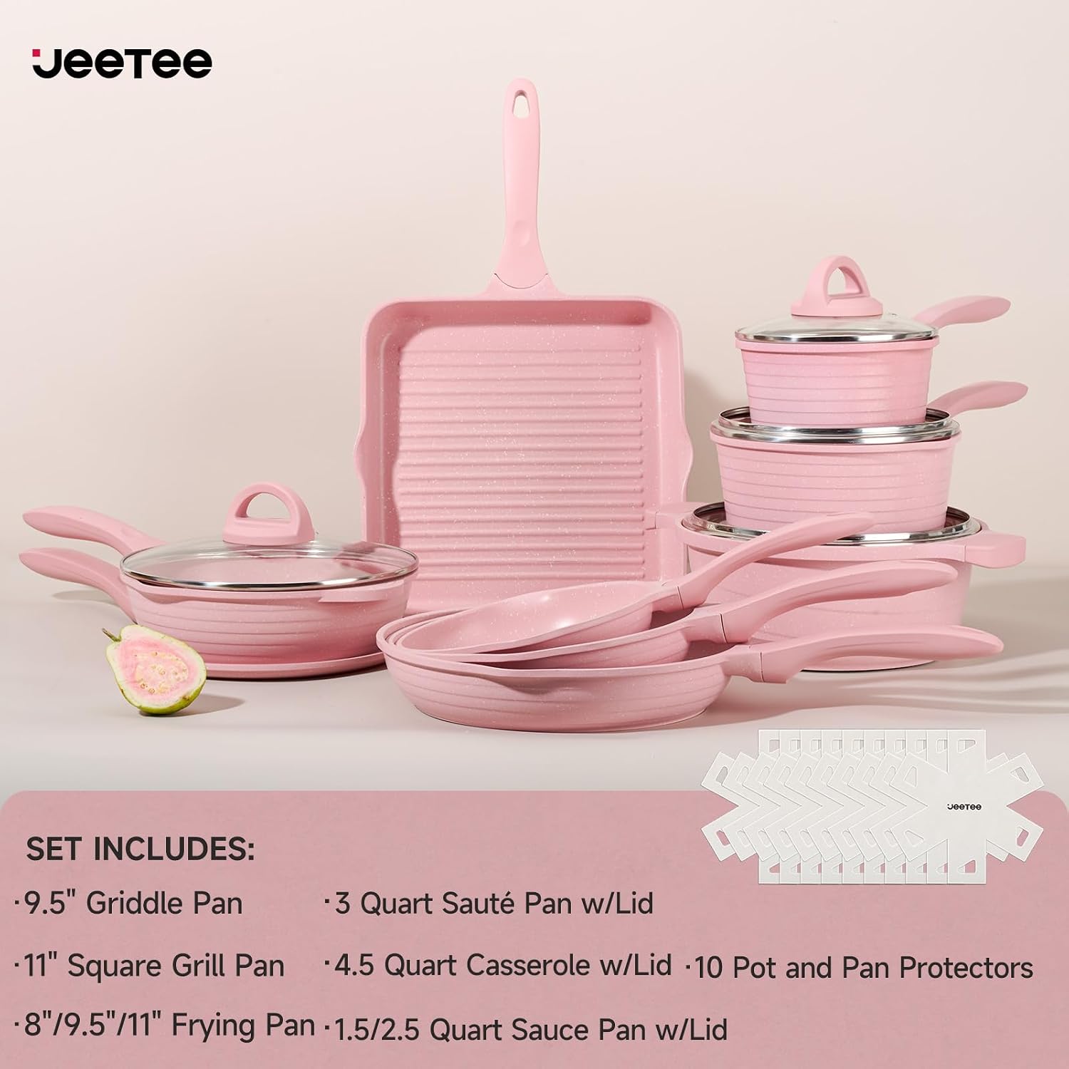 Detalle 2 de JEETEE Pink 23pc Nonstick Cookware Set