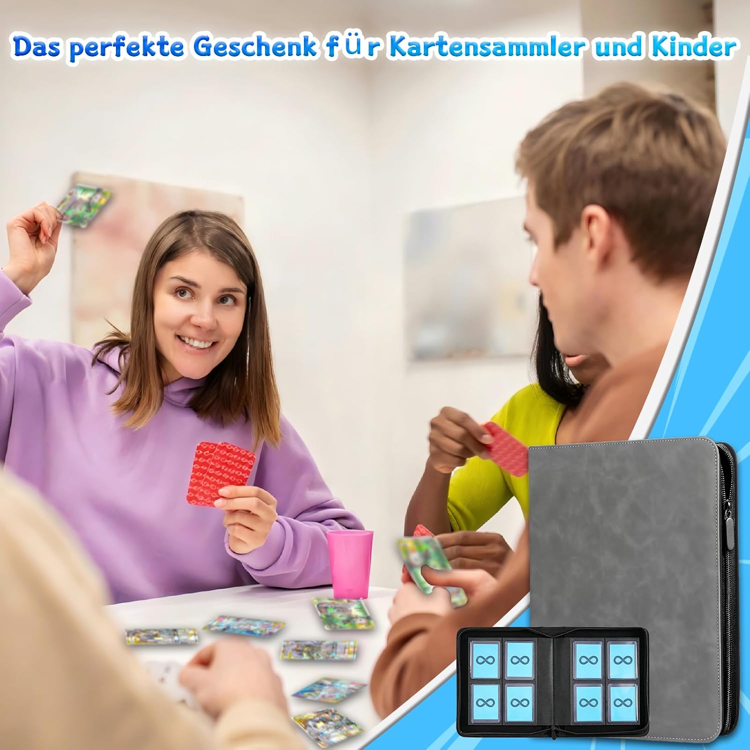 Thumbnail 6 de Toploader Sammelkarten Album für 112 Karten, 4 Fächer pro Seite, 3" x 4" - Grau