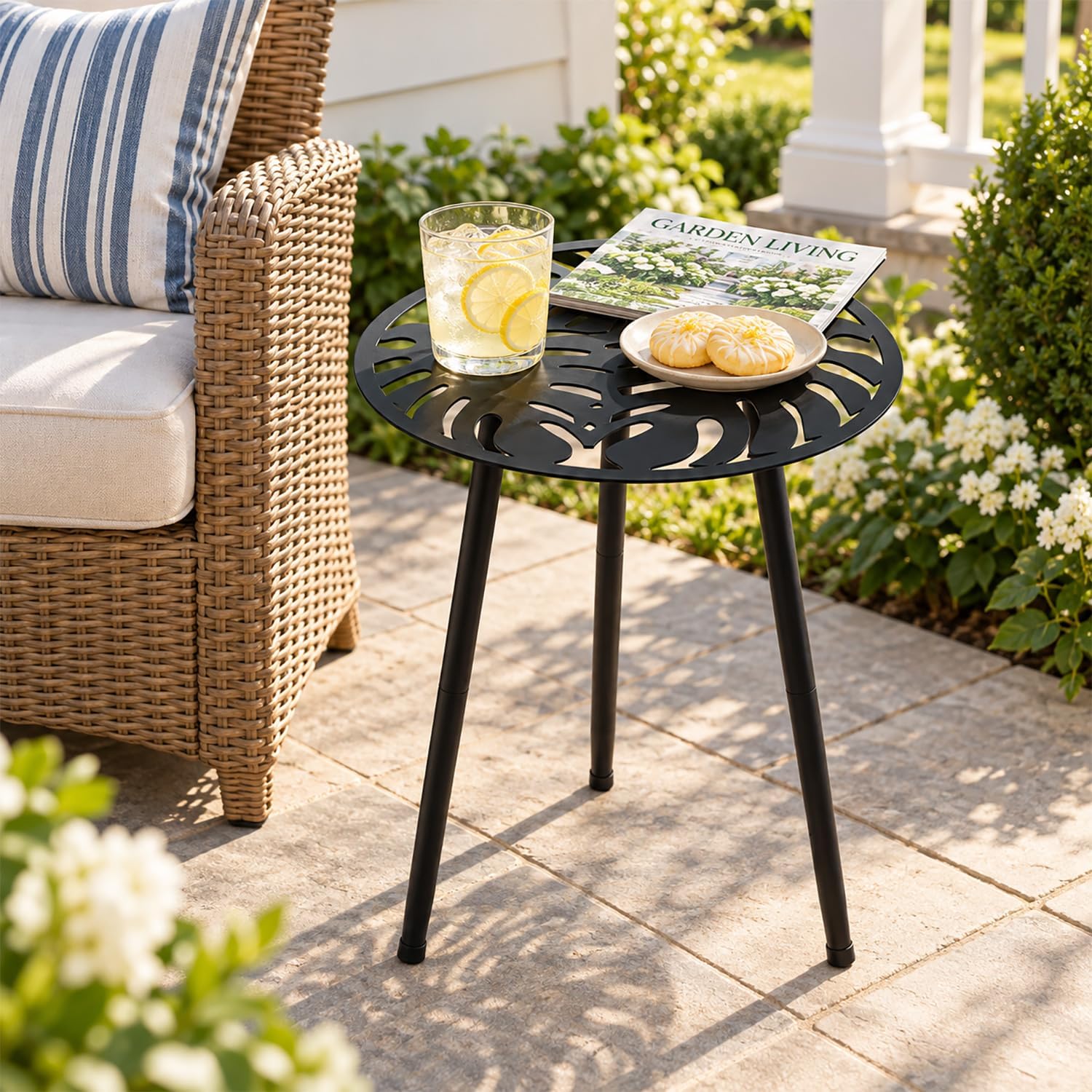 Thumbnail 4 de Party Zealot PZ4513-1 Metal Side Tables, 2-Pack, Round Black Monstera Design