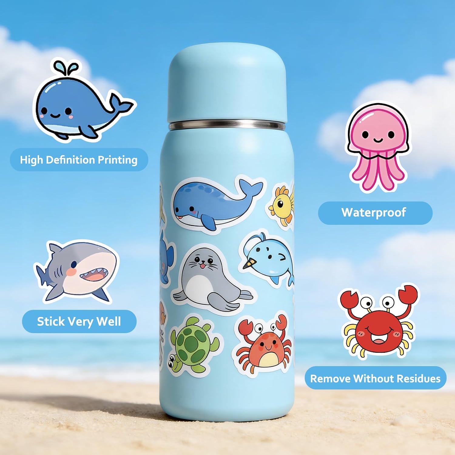 Thumbnail 2 de G2PLUS 100Pcs Ocean Animal Stickers for Children