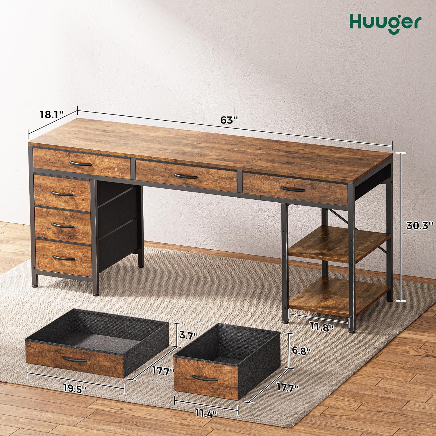 Thumbnail 6 de Huuger Computer Desk, 63-Inch