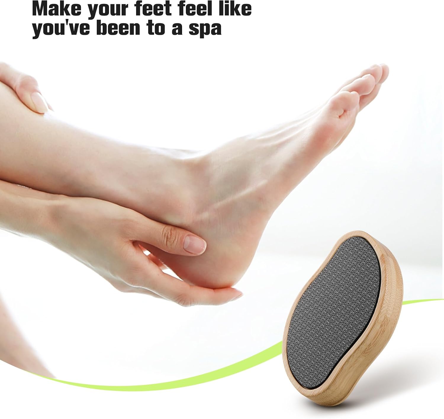 Detalle de FERYES Glass Foot File Callus Remover with Bamboo Handle – Nano Crystal Foot Scrubber for Silky, Smooth Feet