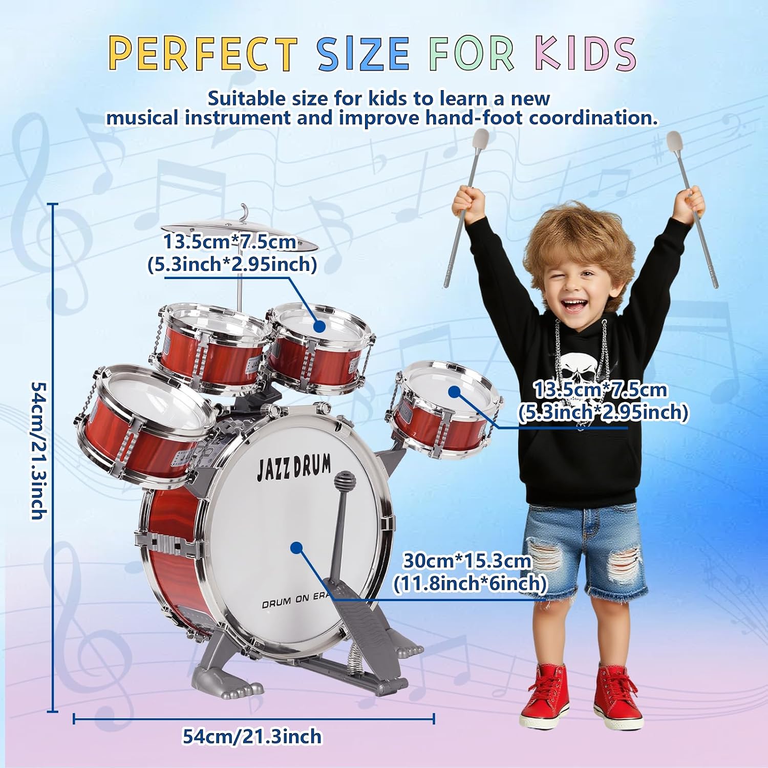 Thumbnail 2 de m zimoon Kids Drum Kit 9‑Piece Set