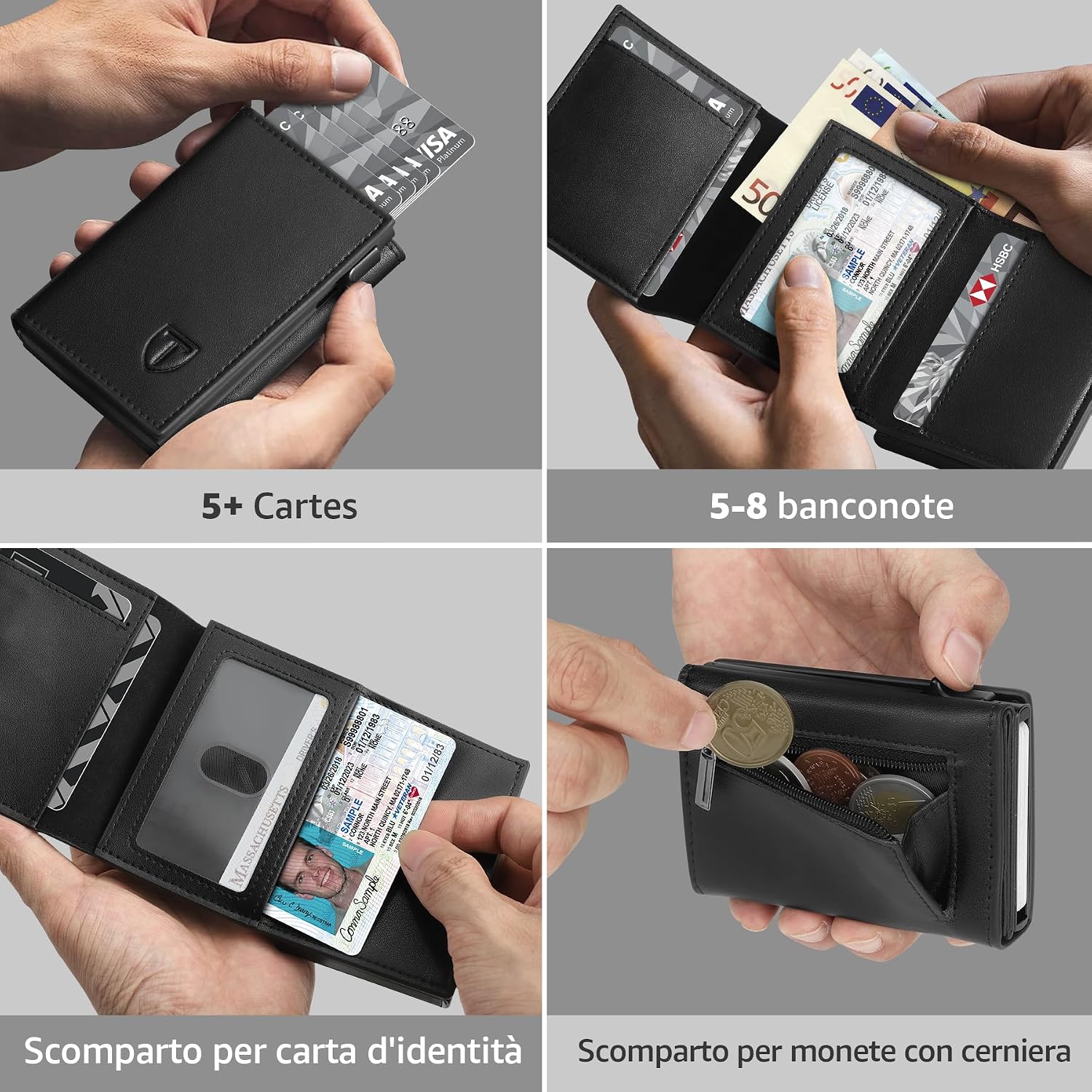 Thumbnail 2 de TENBST Portafoglio Uomo con RFID, microfibra e tecnologia di accesso per fino a 7–8 carte