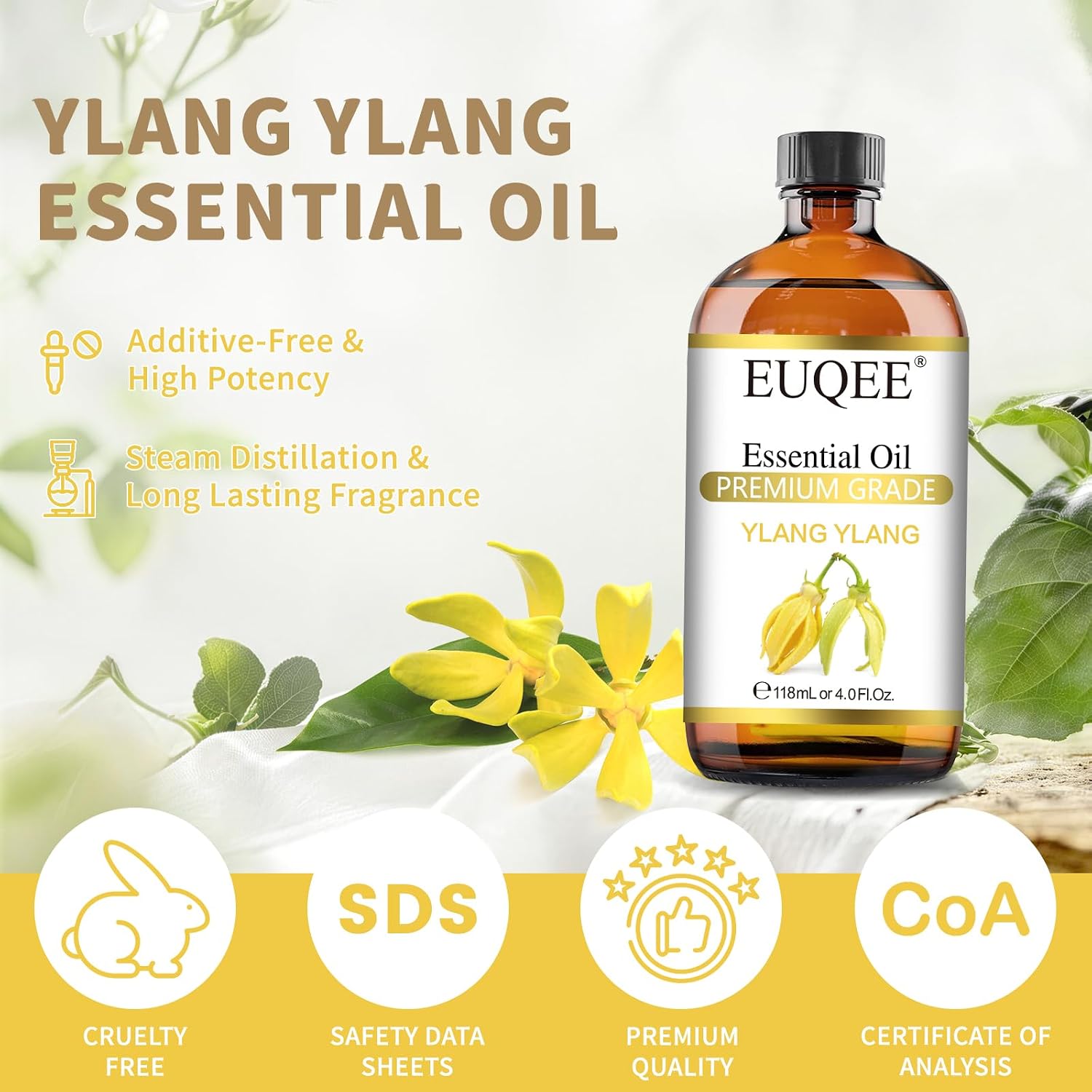 Detalle 2 de EUQEE Ylang Ylang Essential Oil 4 Fl.Oz